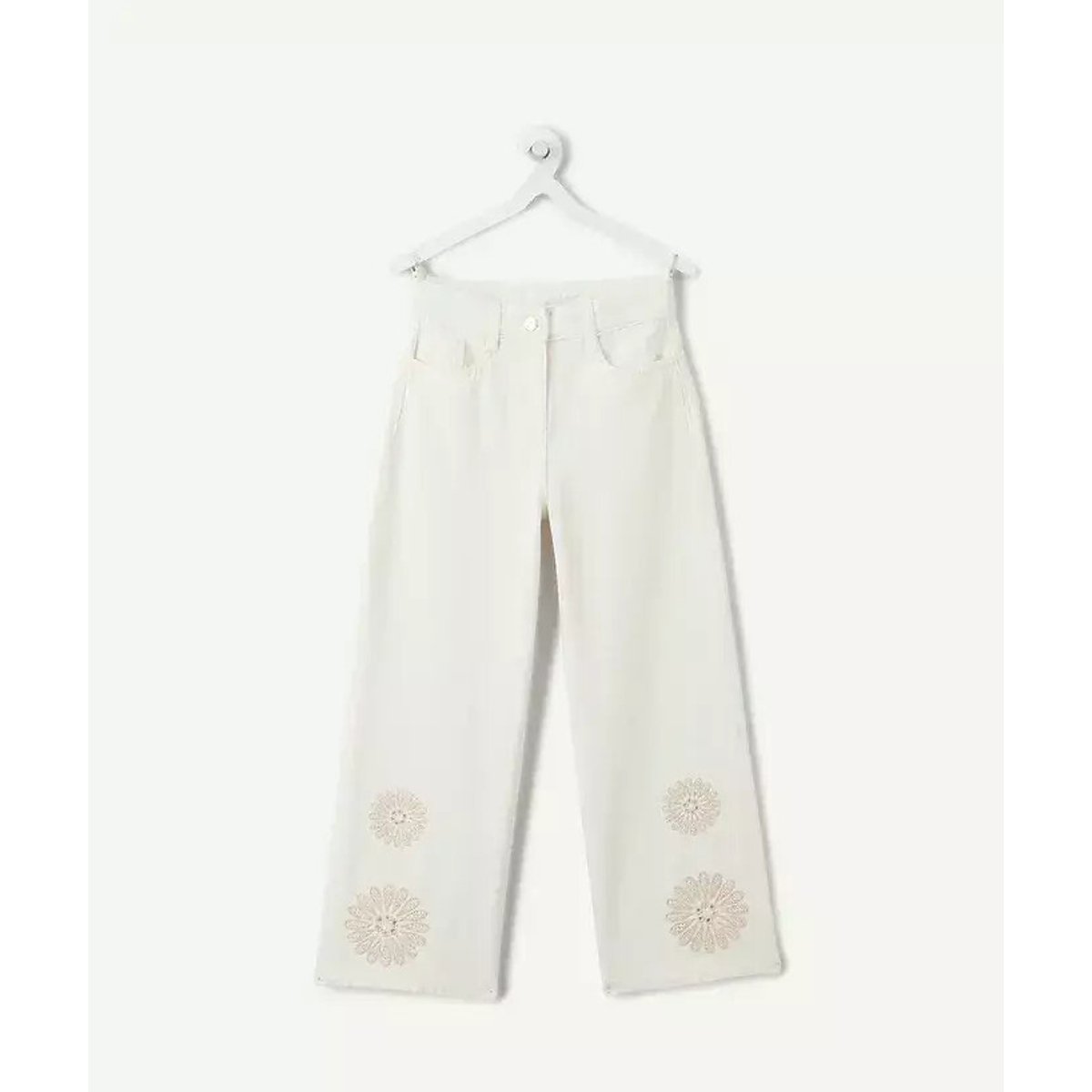 Pantalon large avec sequins bas de jambe ecru, TAPE A L'OEIL