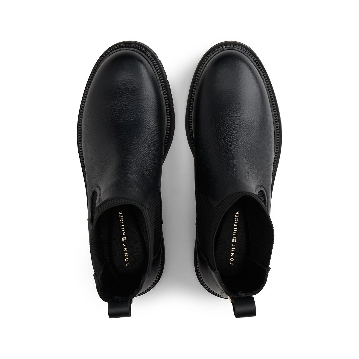 Bottines chelsea en cuir noir, TOMMY HILFIGER