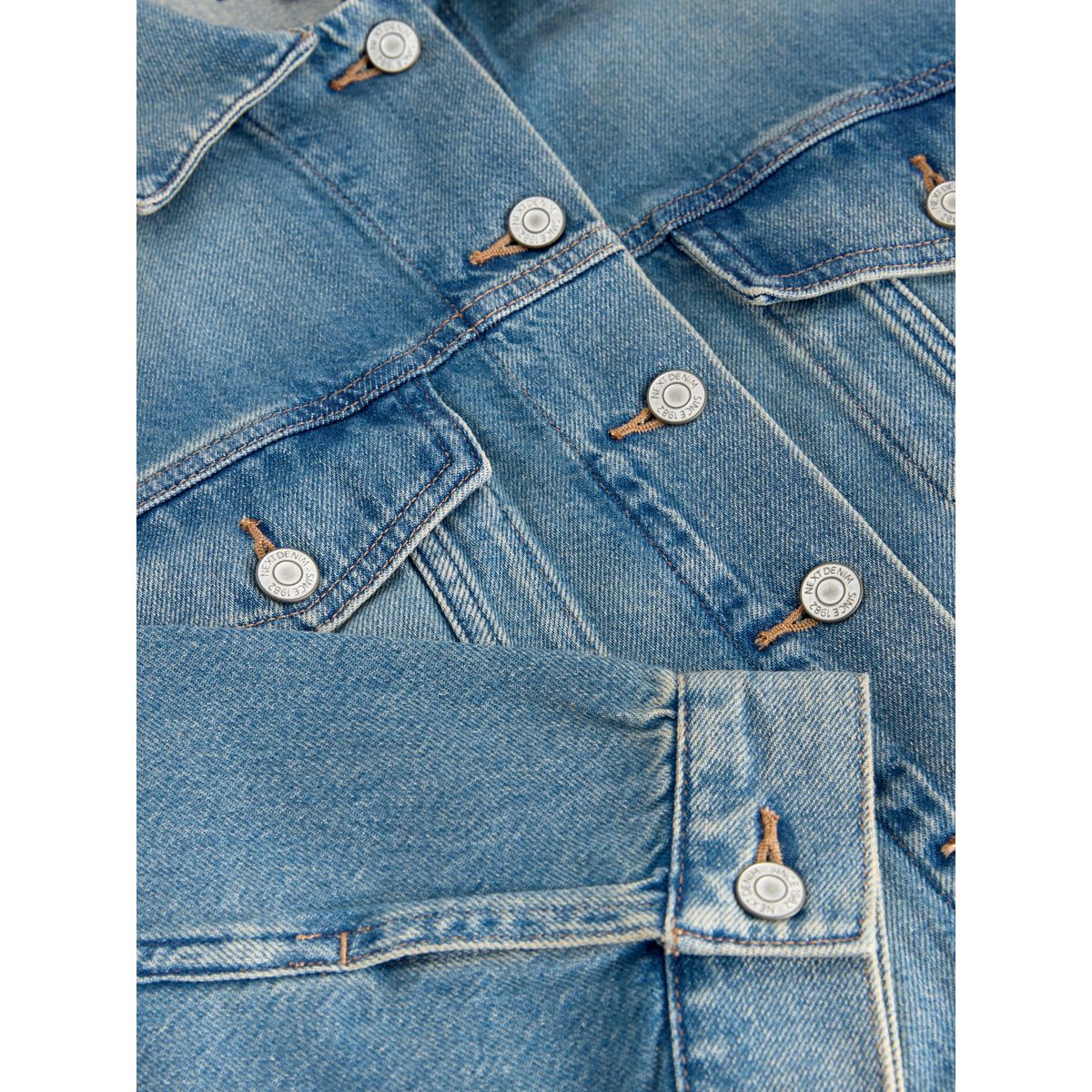 Veste style camionneur décontractée en jean bleu moyen, NEXT