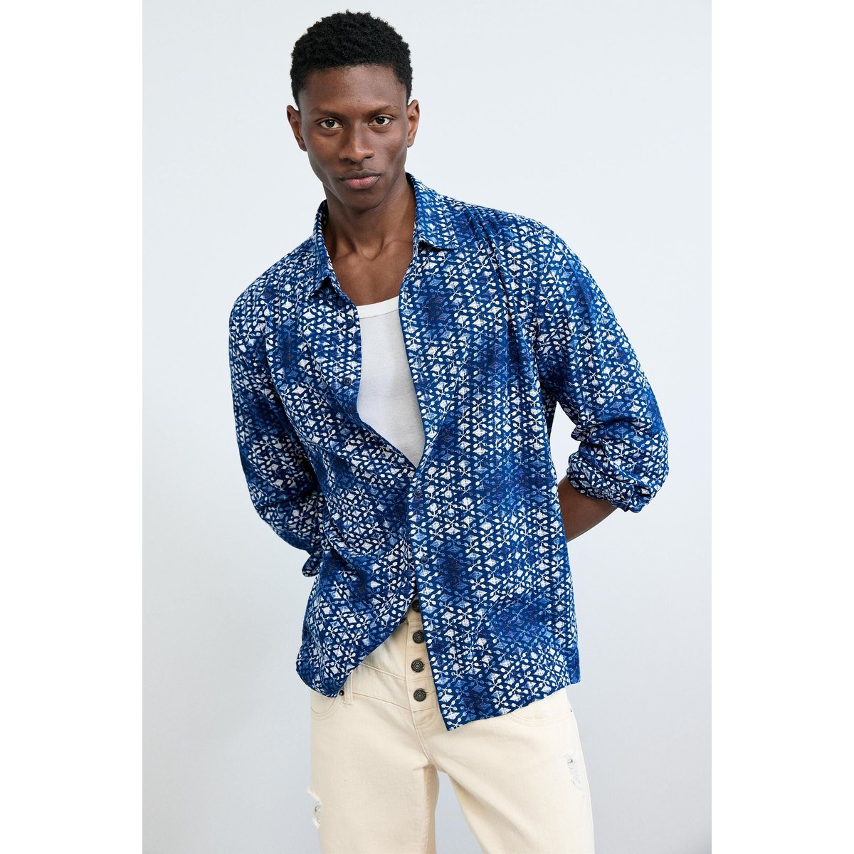 Chemise à imprimé géométrique bleu, DESIGUAL