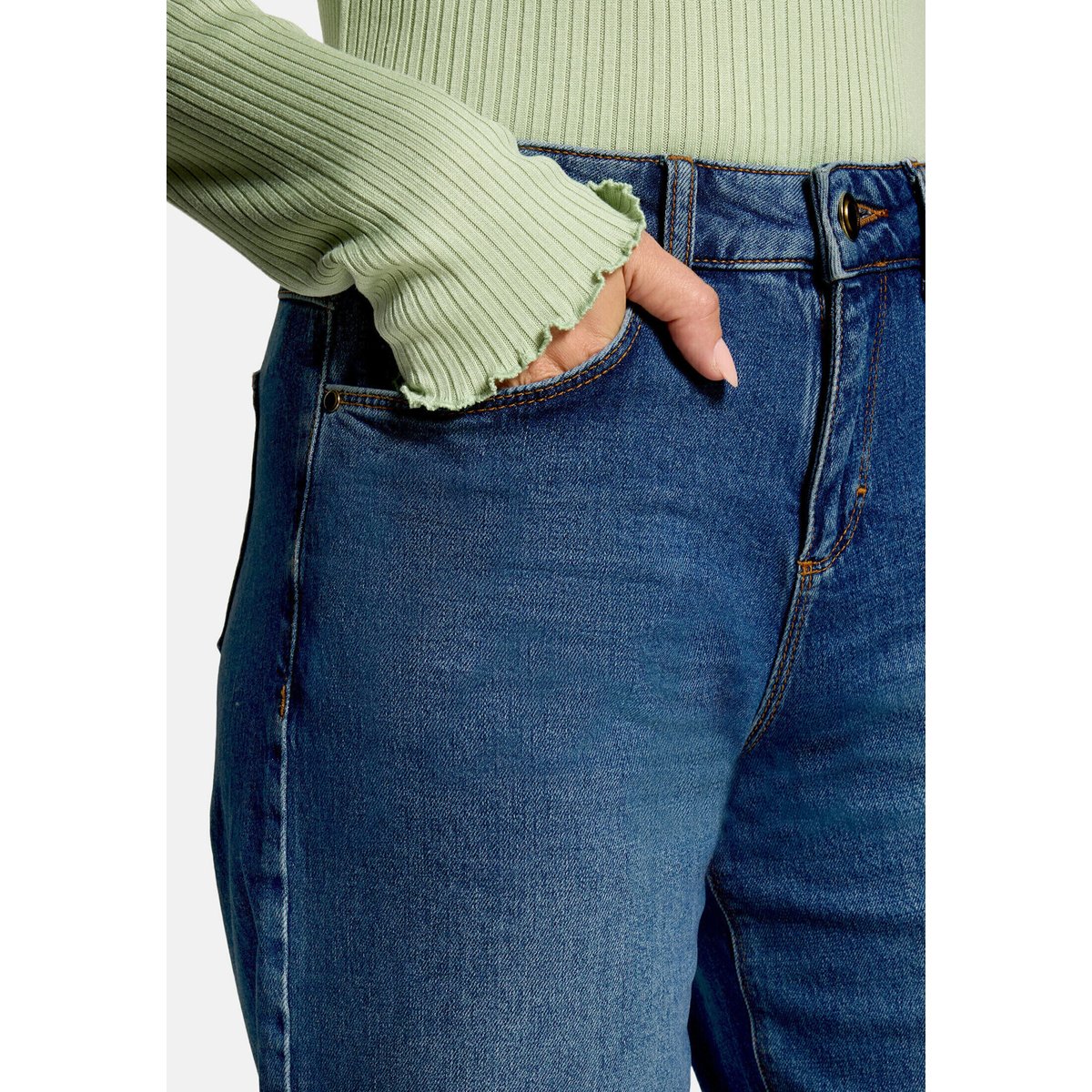 Jean d'aspect usé à effet délavé dark blue denim, CARTOON