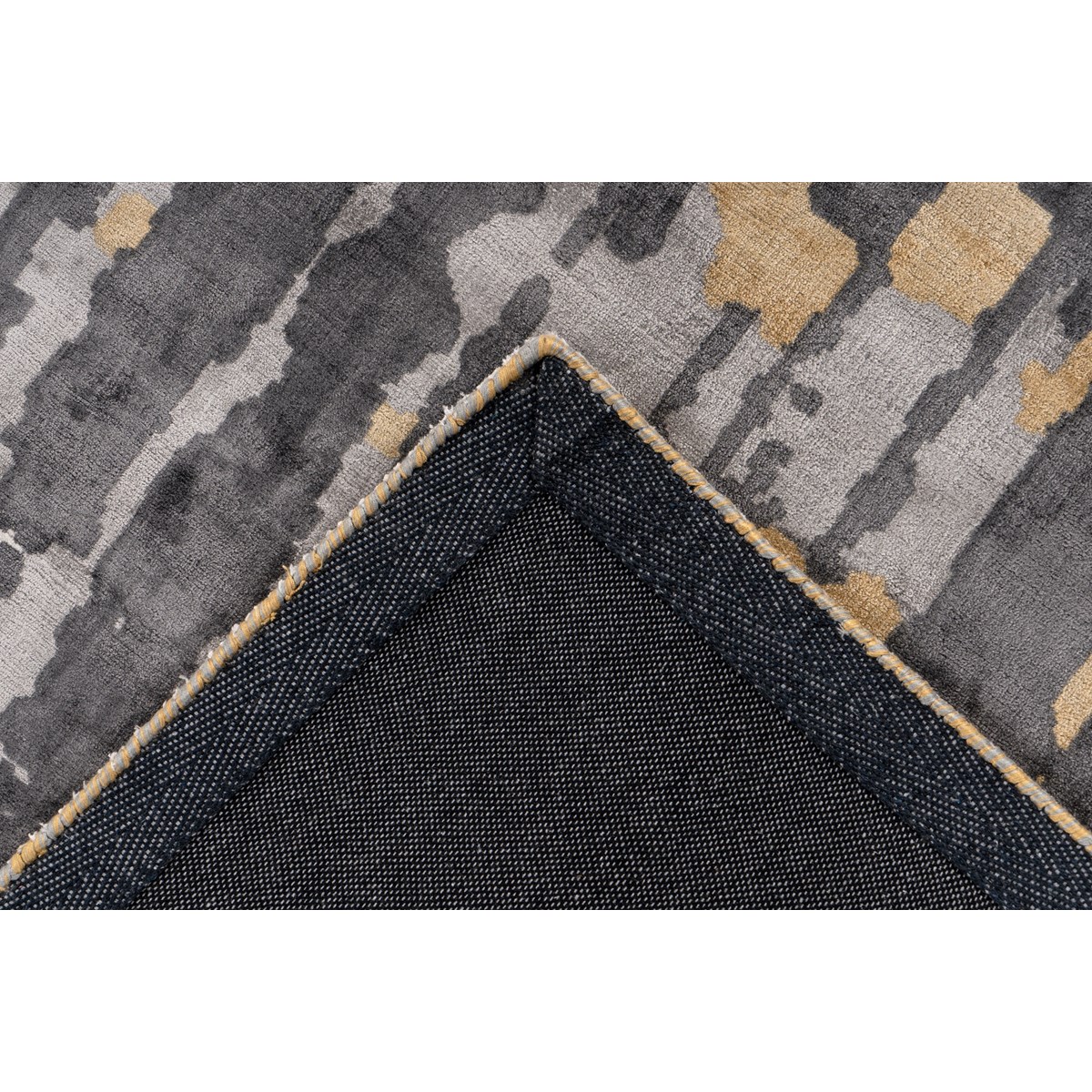 Tapis salon et chambre moderne tissé main BLAU jaune, NOVATREND