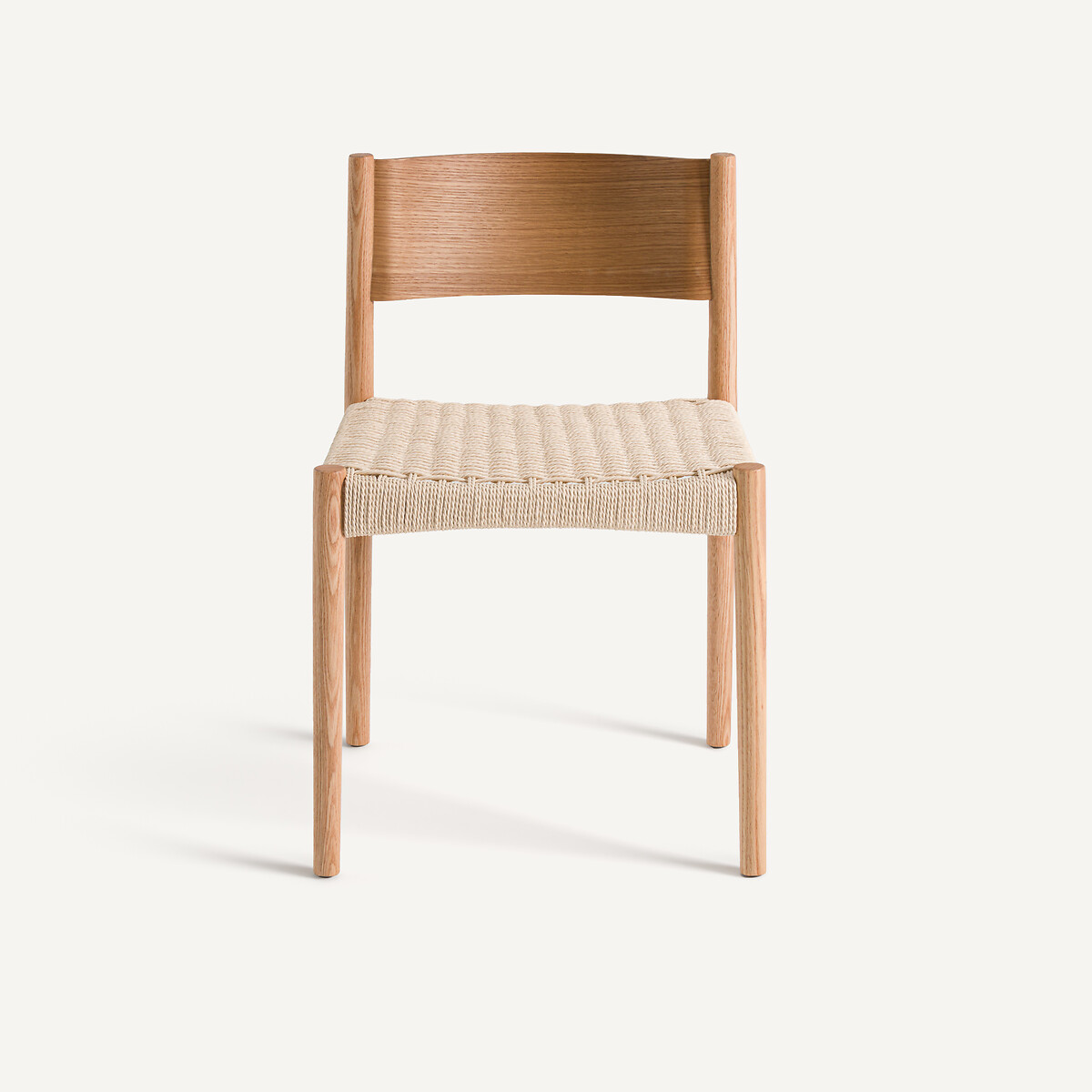 Chaise en frêne massif, assise en corde de papier tressée, IZIE chêne naturel, AM.PM