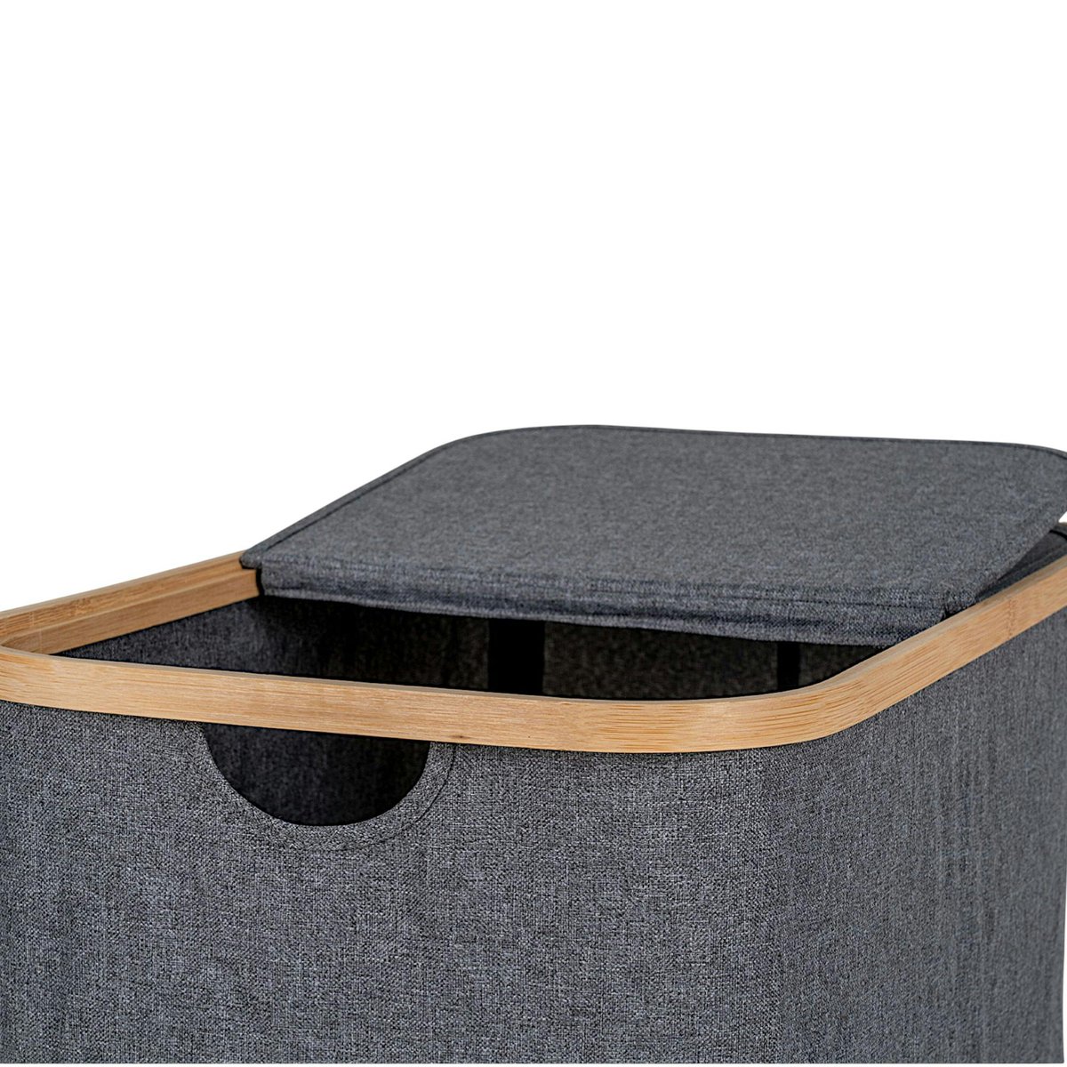 Panier à linge gris avec couvercle gris foncé, PIER IMPORT