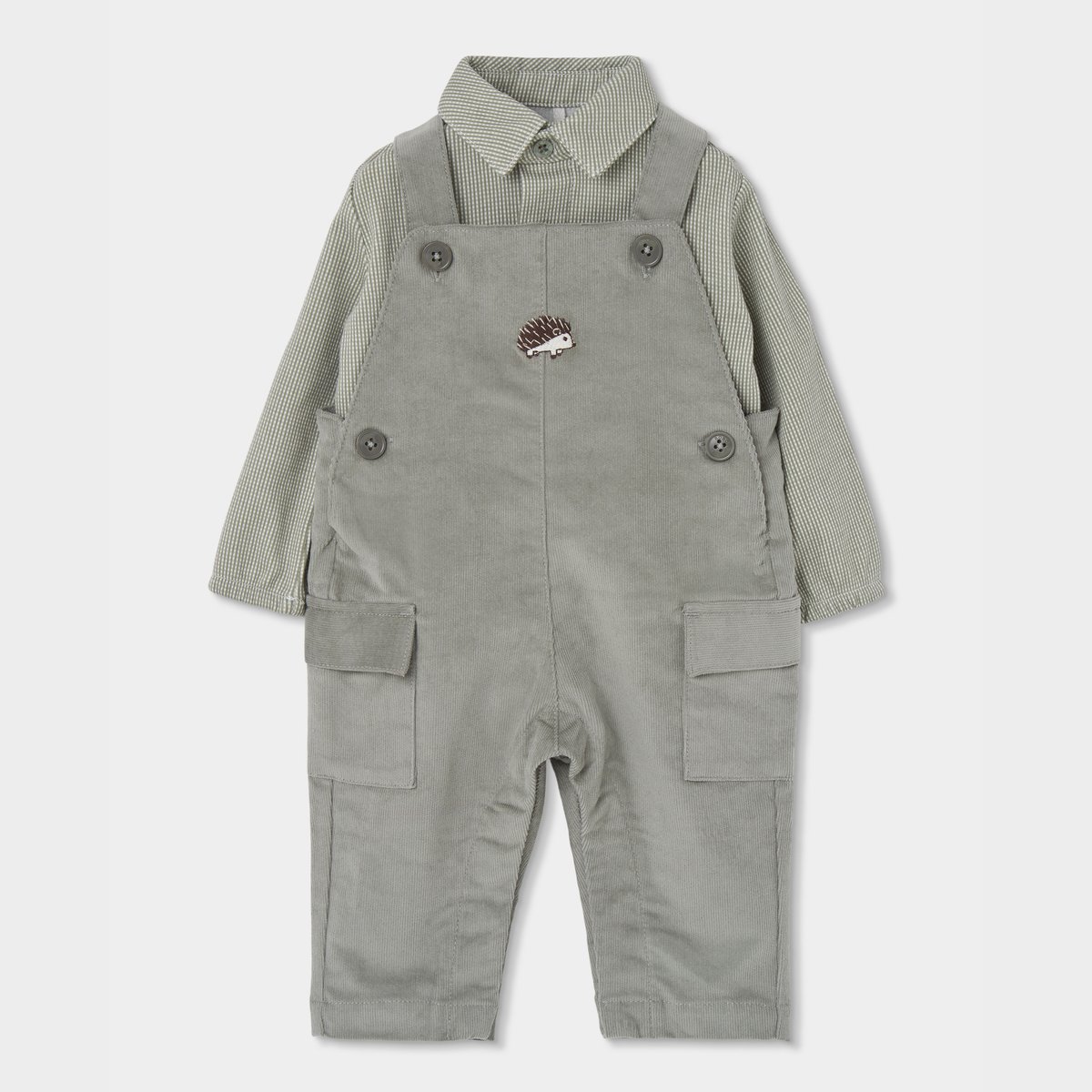 Ensemble bébé maille avec broderie hérisson vert, BOBOLI