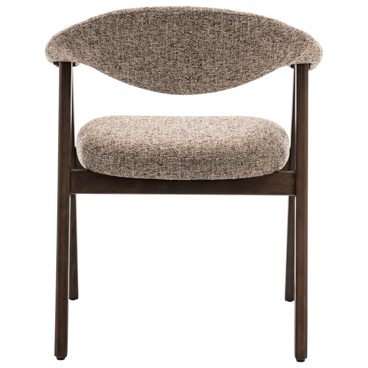 Lot de 2 chaises en bois et tissu chiné, BARBARA taupe, bois foncé, HAPPY GARDEN