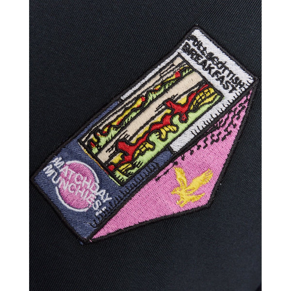 T-shirt brodé graphique col rond bleu foncé marine, LYLE & SCOTT