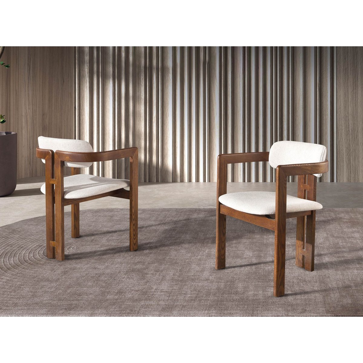 Chaise en tissu blanc cassé | noyer, ANGEL CERDA