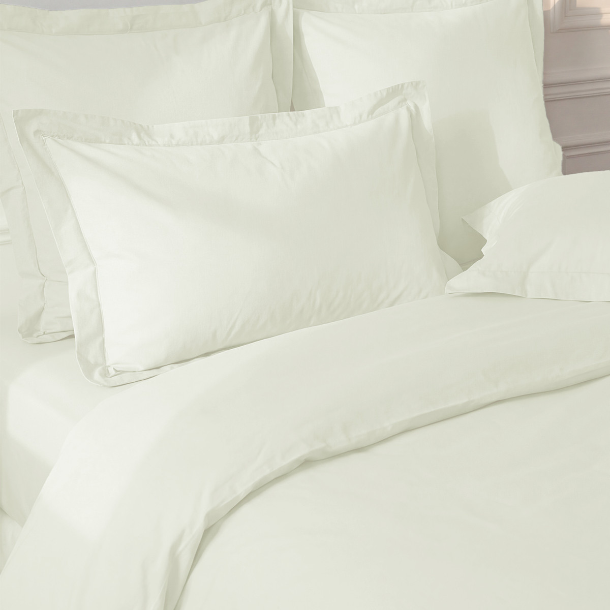 Parure housse de couette + 2 taies 50x70 cm SOFT PERCALE ecru, SENSEI MAISON