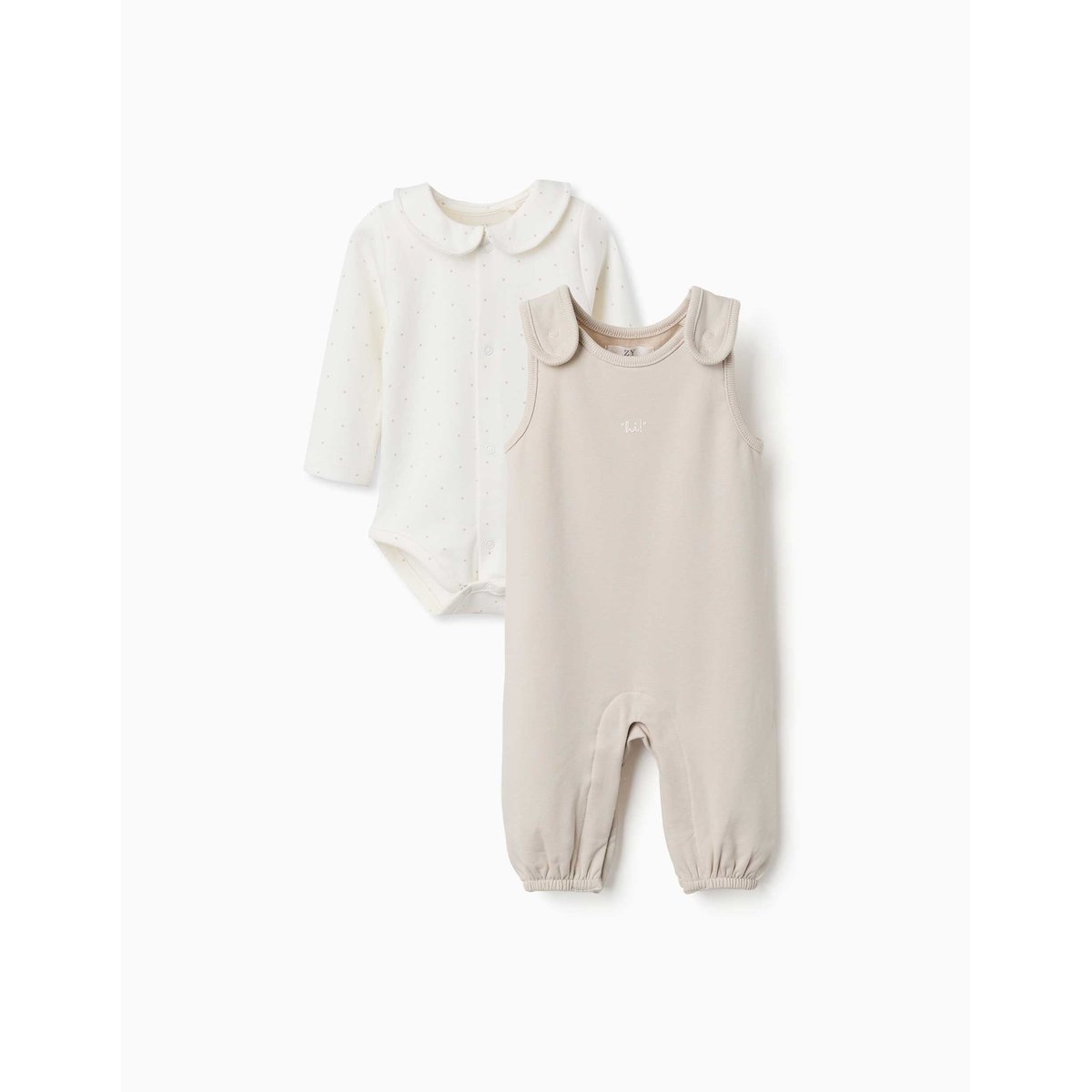 Ensemble body et combinaison en coton gris clair, ZIPPY