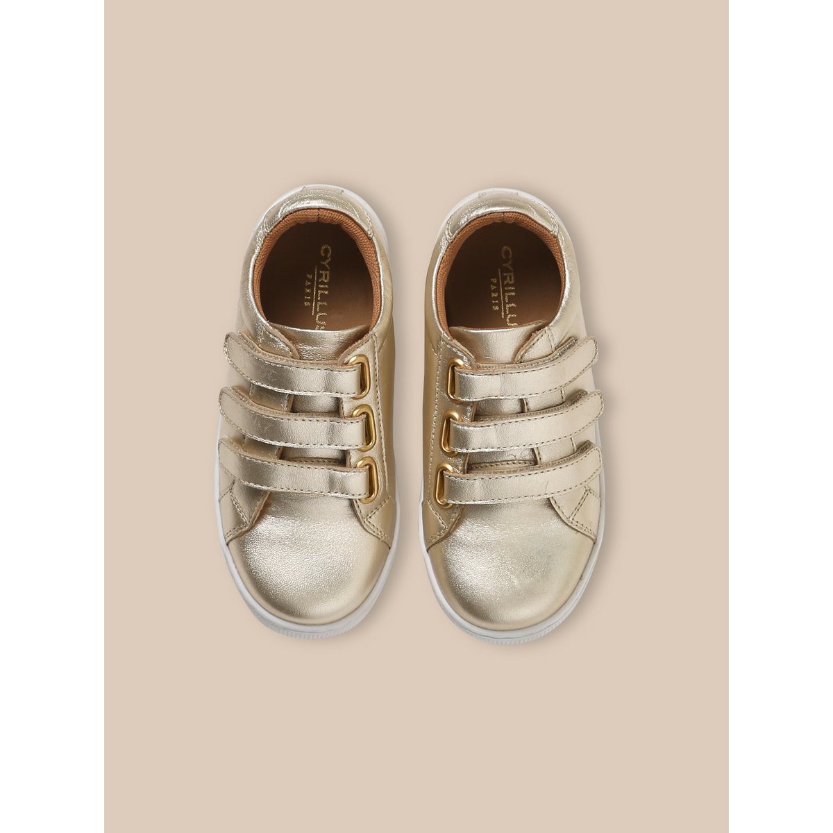Baskets en cuir irisé dore, CYRILLUS