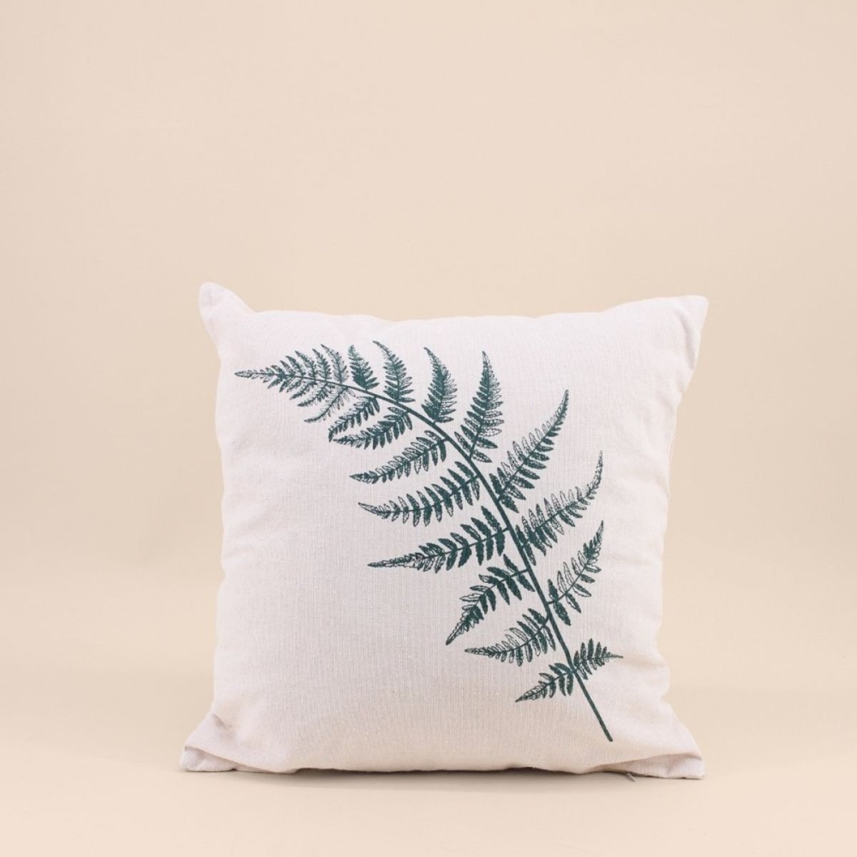Coussin en coton motif fougère 40x40cm beige, ORNAMI