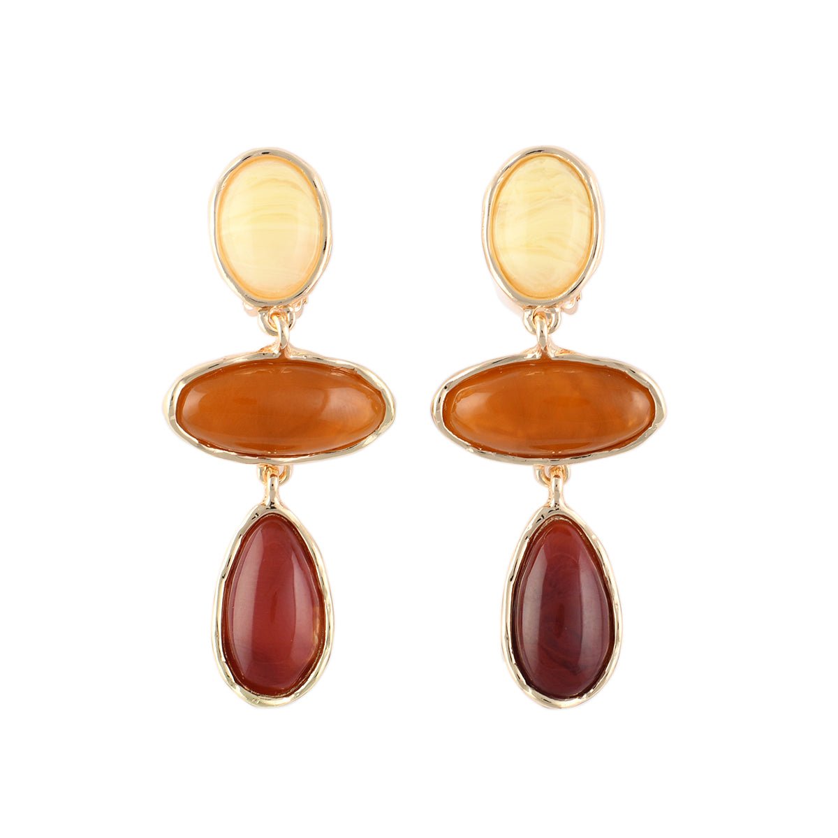 Boucles d'oreilles clips - cabochons marron marron, BALABOOSTE