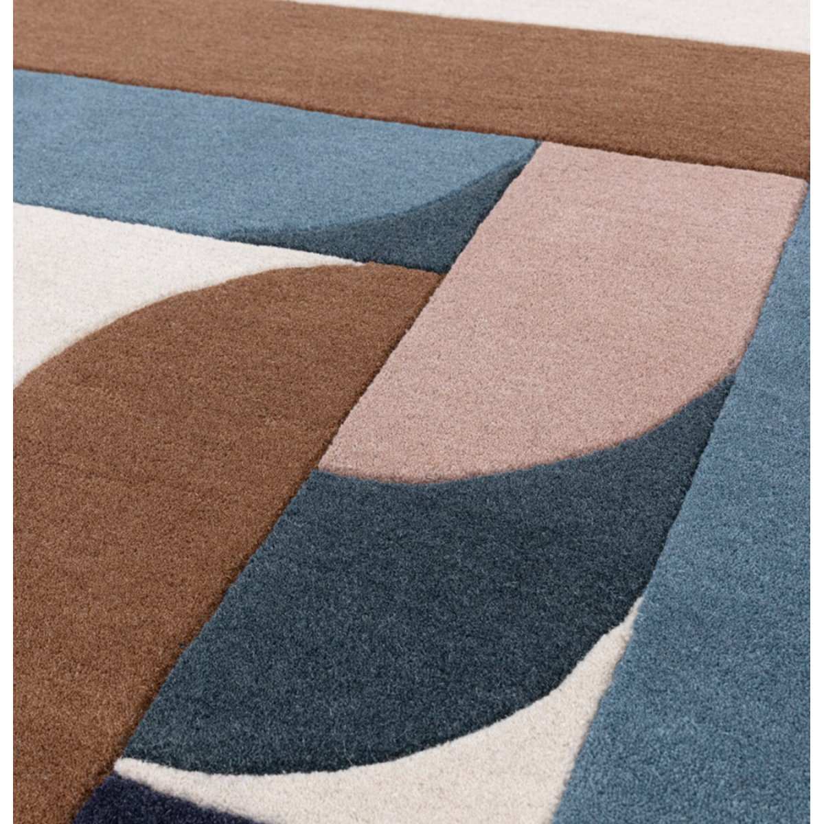 Tapis moderne tufté main en laine JINGA bleu, NOVATREND