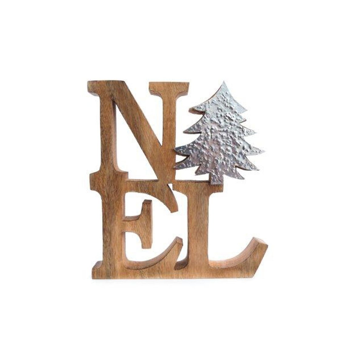 Décoration de Noël message à poser en bois petit modèle ICE argent, HEART OF THE HOME