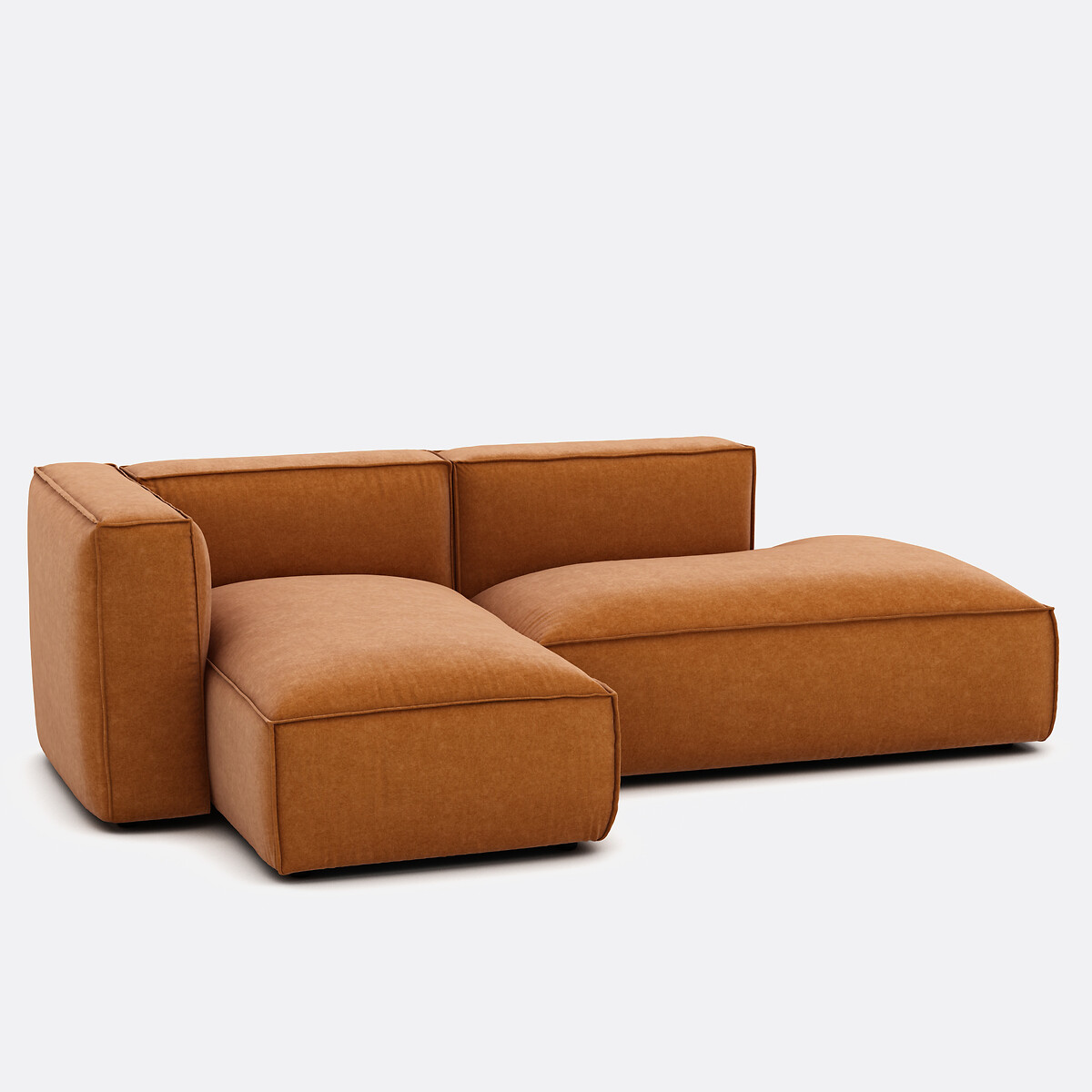 Canapé modulable d'angle gauche, en velours texturé, SEVEN ocre, LA REDOUTE INTERIEURS