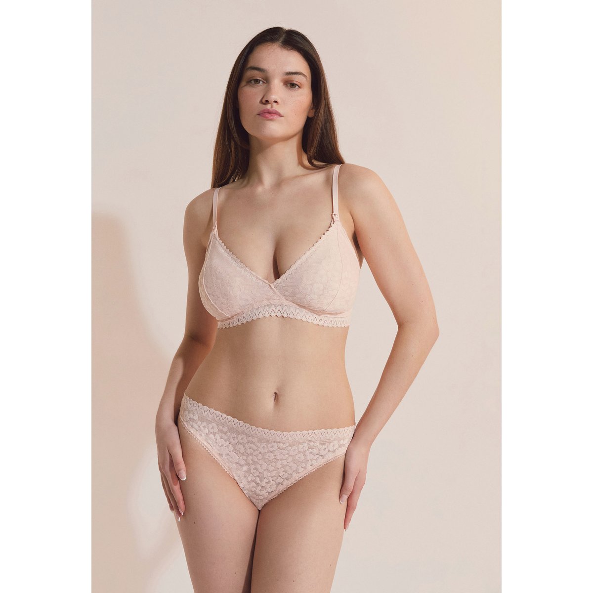 Soutien-gorge N.8 - Le triangle en coton avec clips d'allaitement et coussinets anti fuite MILK rose poudre, ETAM