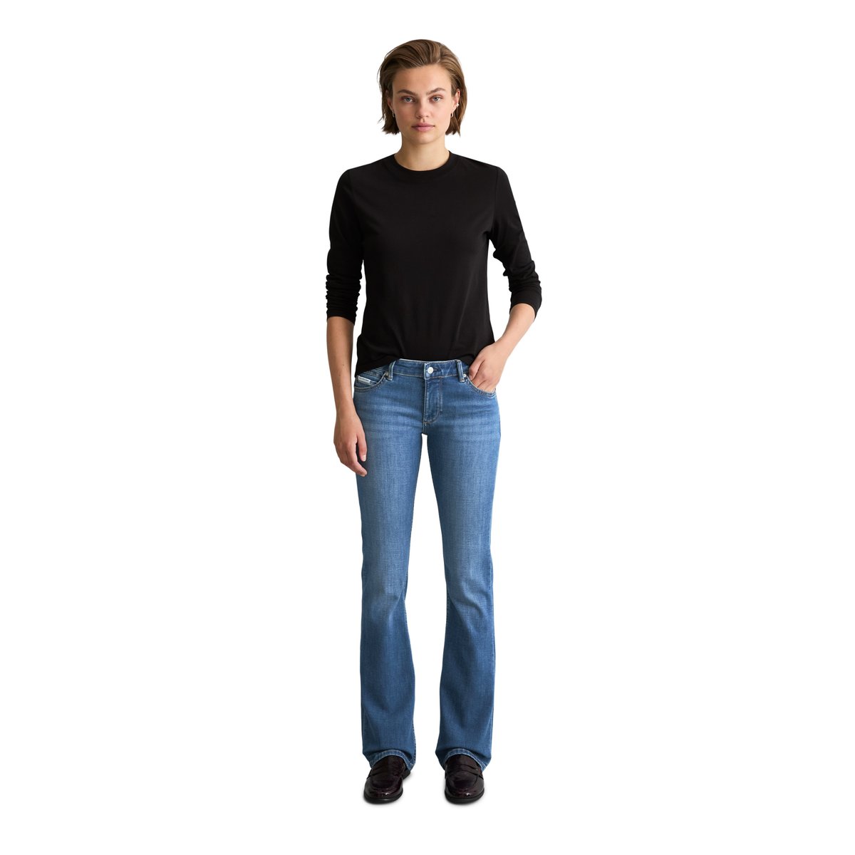 Jeans modèle Nella bootcut en coton bio stretch bleu, MARC O’POLO DENIM