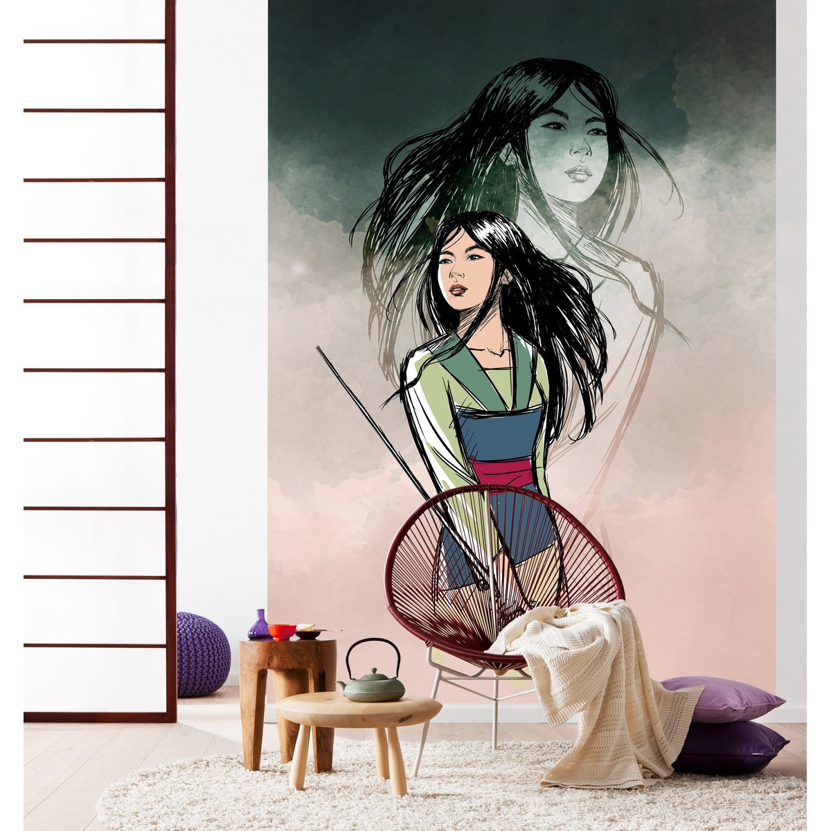 Papier peint Komar - Brave Mulan - 200 x 280 cm multicolore, HEXOA