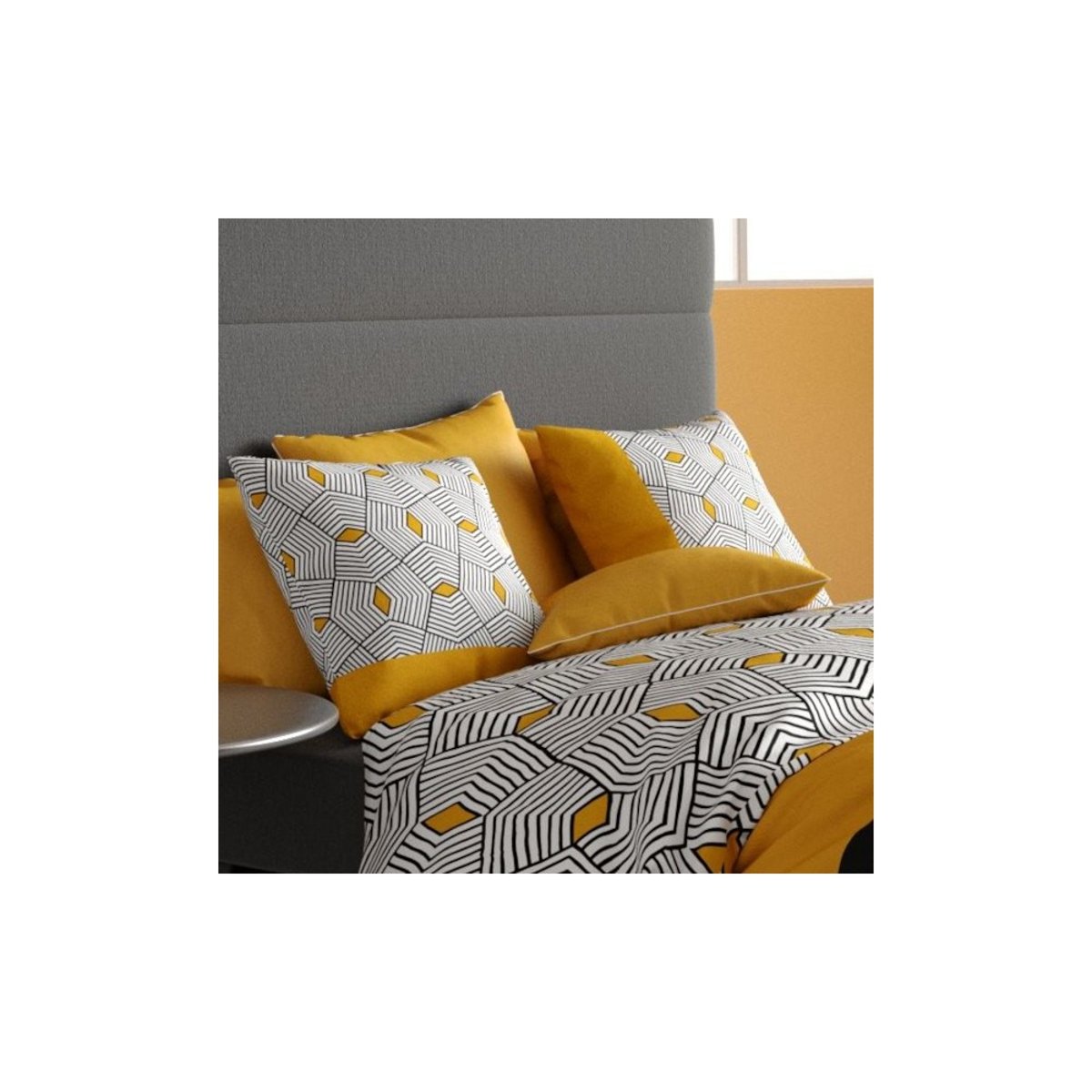 Housse de couette 240x220 FARO + 2 taies coton 57 fils noir, DECORATIE