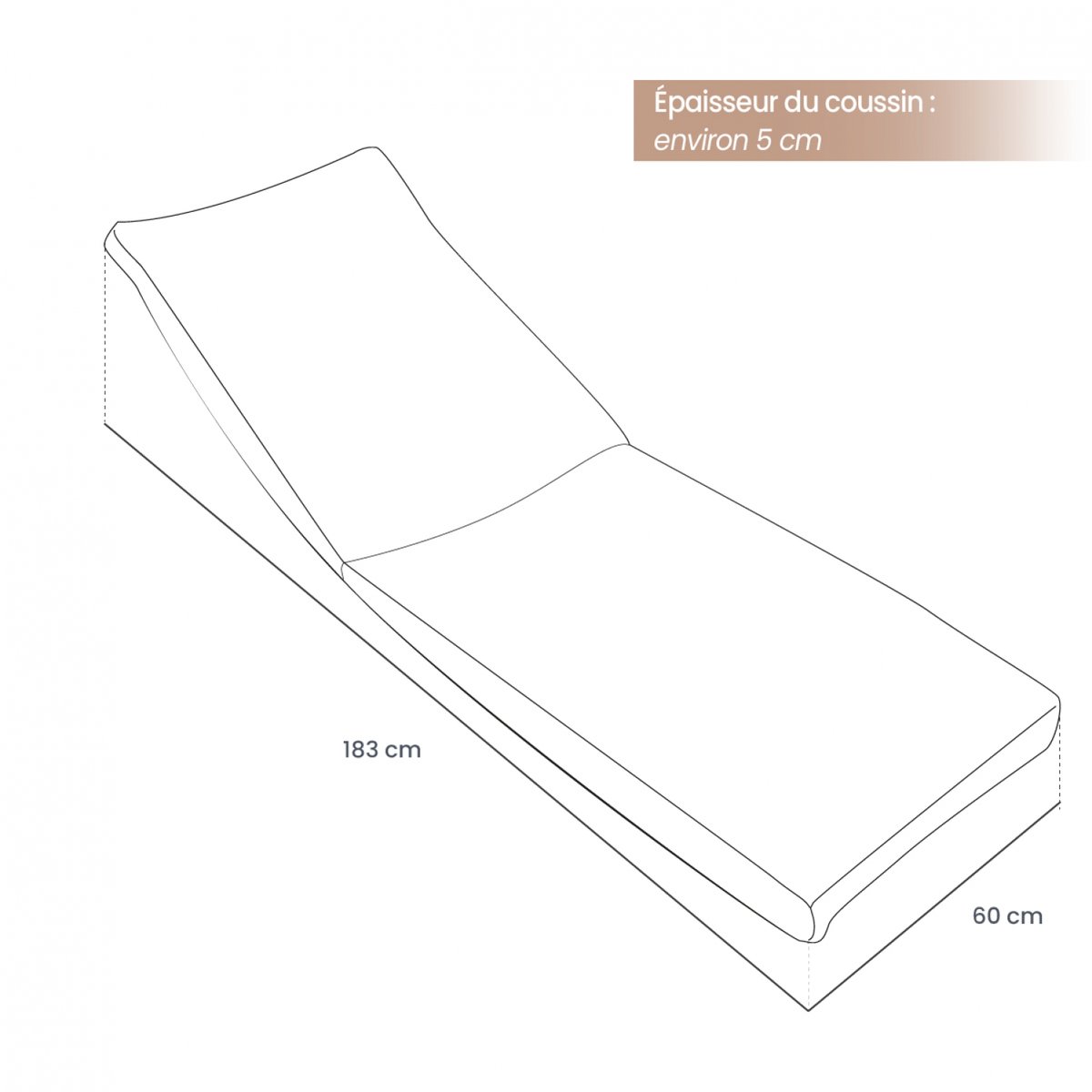 Coussin pour bain de soleil déhoussable gris clair, LINXOR