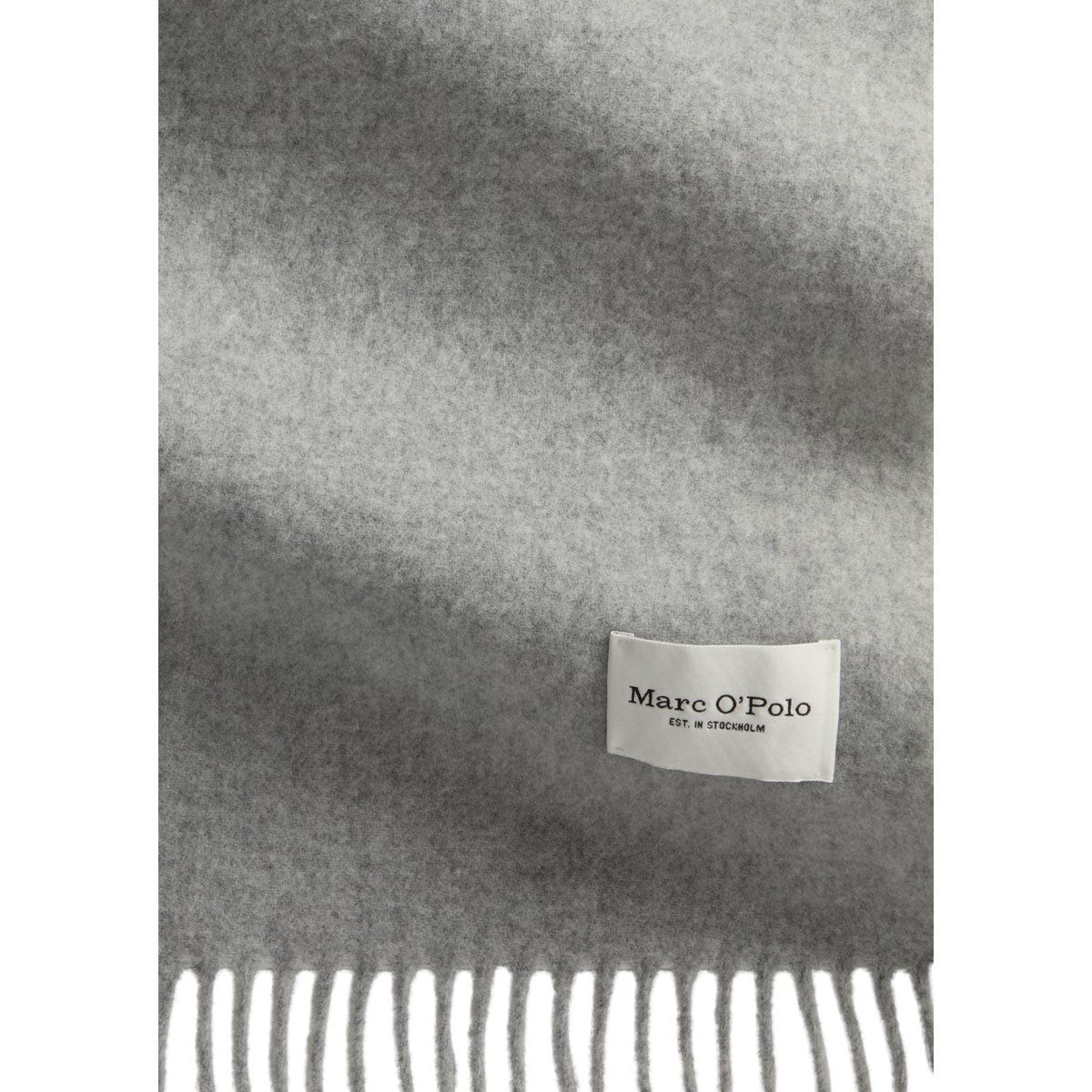 Écharpe en laine tissée avec de longues franges gris, MARC O'POLO