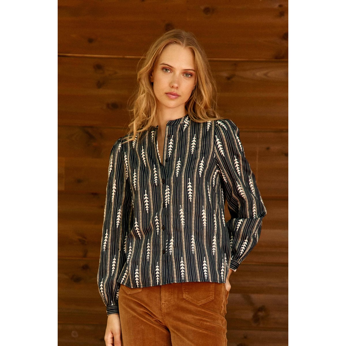 BLOUSE imprimé ethnique BLOYA 25-marine/ecru, LA PETITE ETOILE