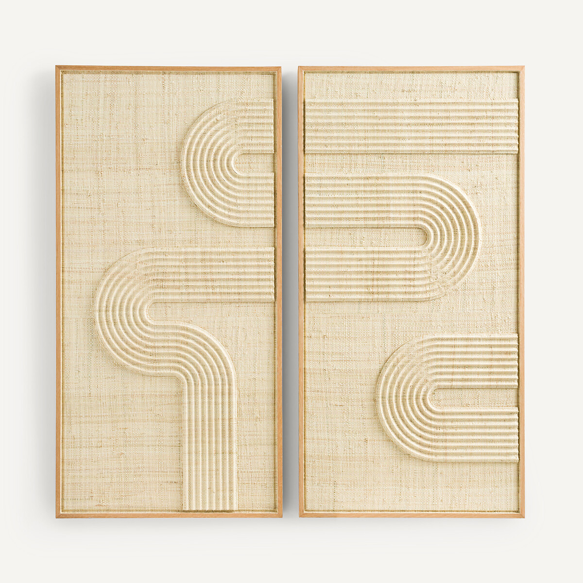 Art mural en duo, palmier tissé, Telaga  naturel, AM.PM