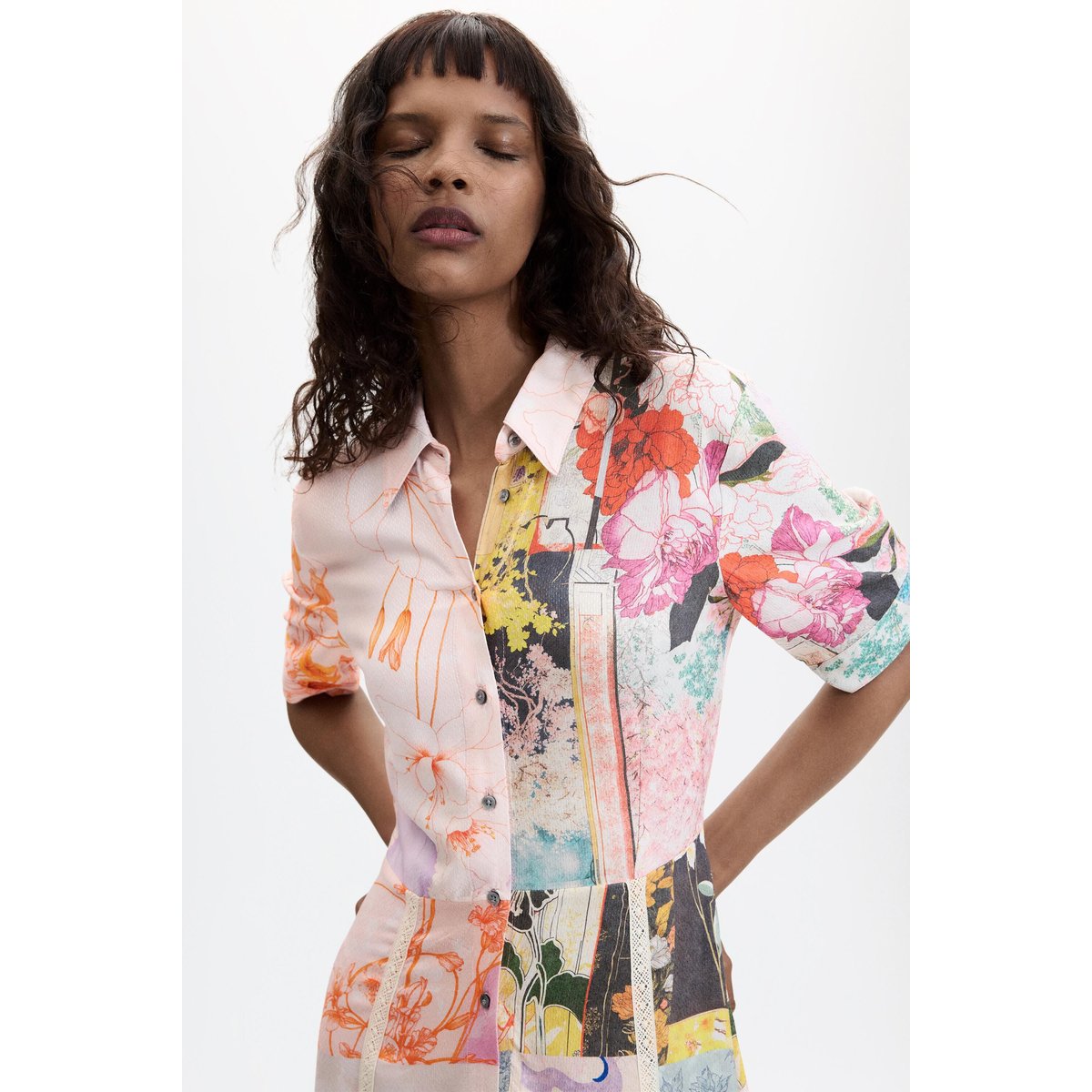 Robe longue imprimée rose, DESIGUAL