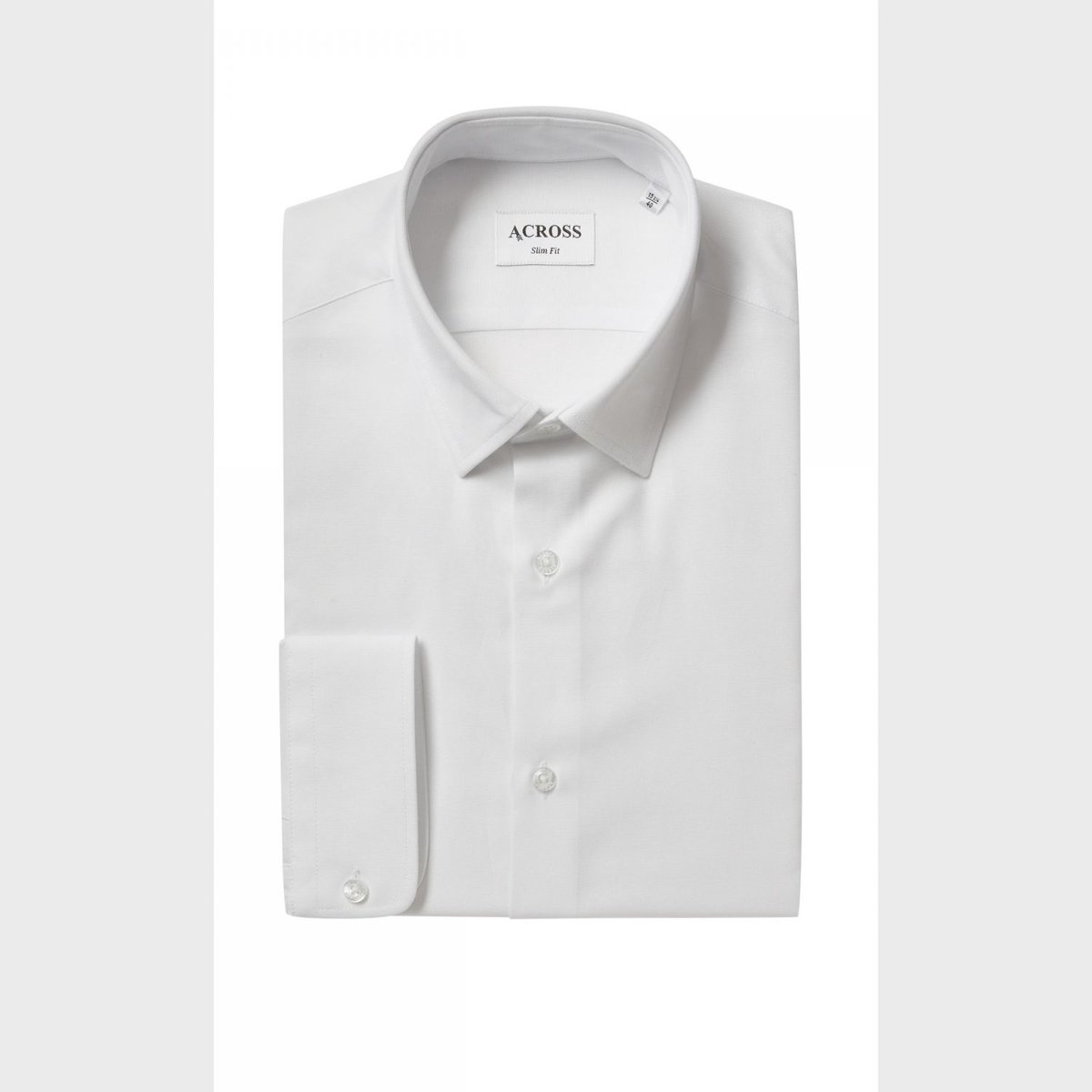 Chemise Slim fit easy care en oxford de coton blanc, ACROSS