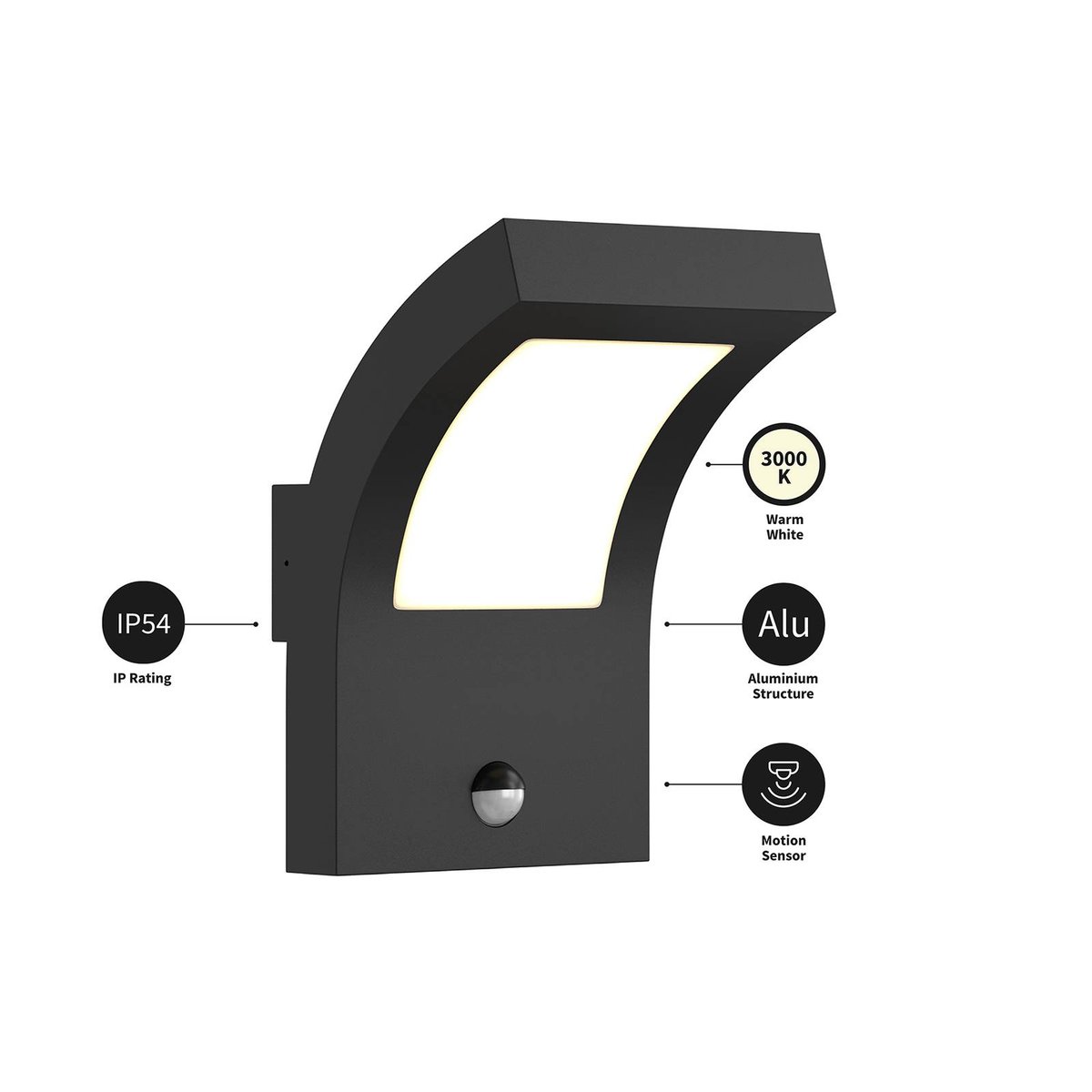 Applique extérieure en aluminium moderneLED gris graphite (ral 840-m), blanc opale, ARCCHIO
