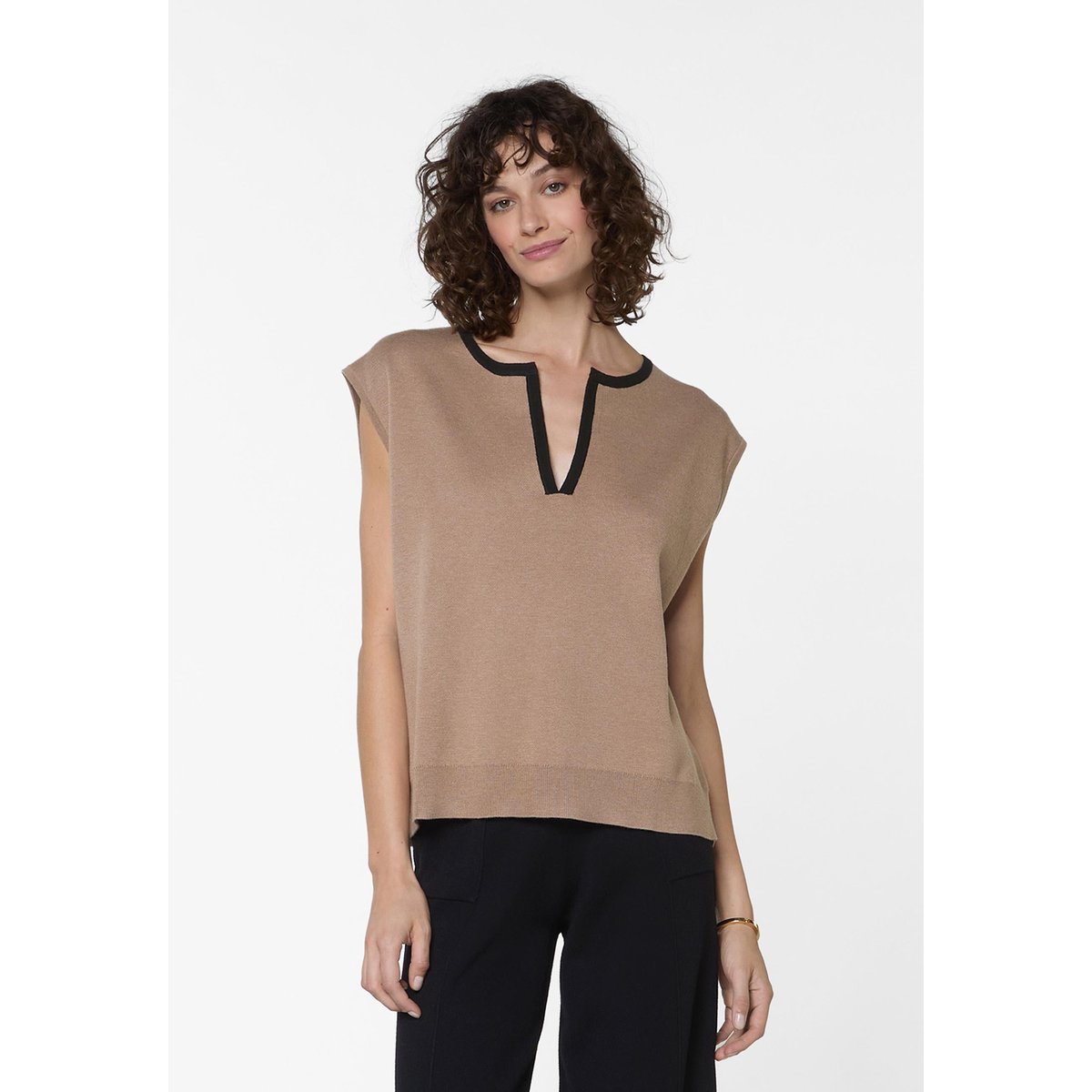 Pull manches courtes marron moka, RODIER