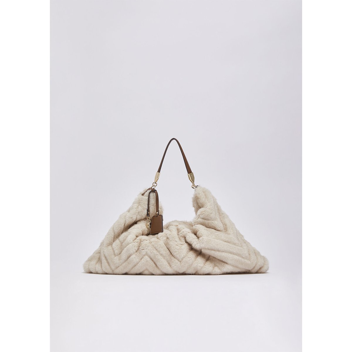 Sac grand format en imitation fourrure crème, LIU JO