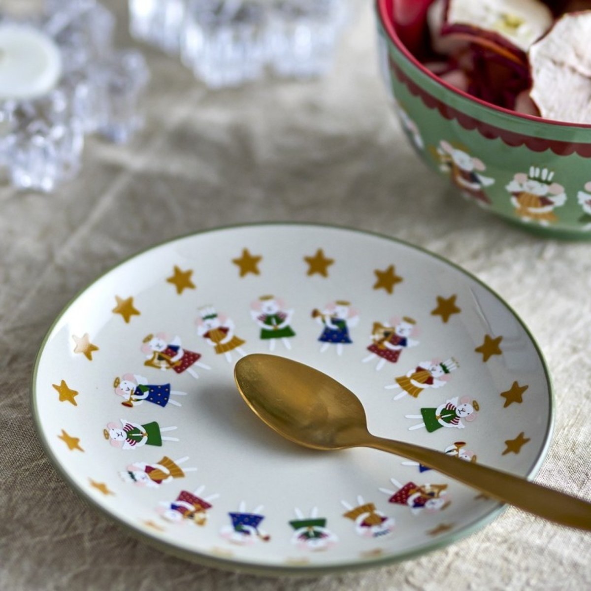 Petites assiettes souris PEO set de 4 crème, BLOOMINGVILLE