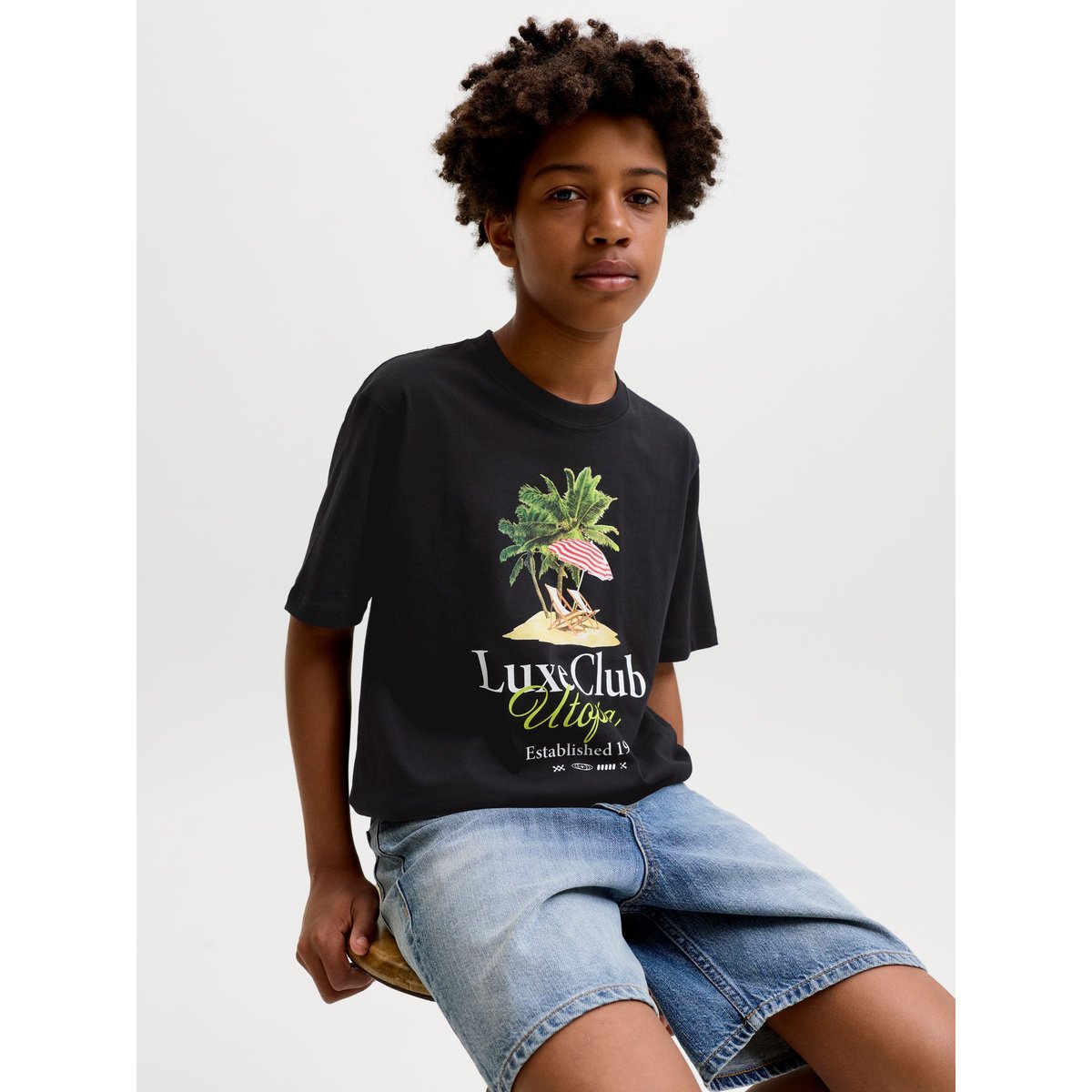 T-Shirt noire - black, JACK & JONES JUNIOR