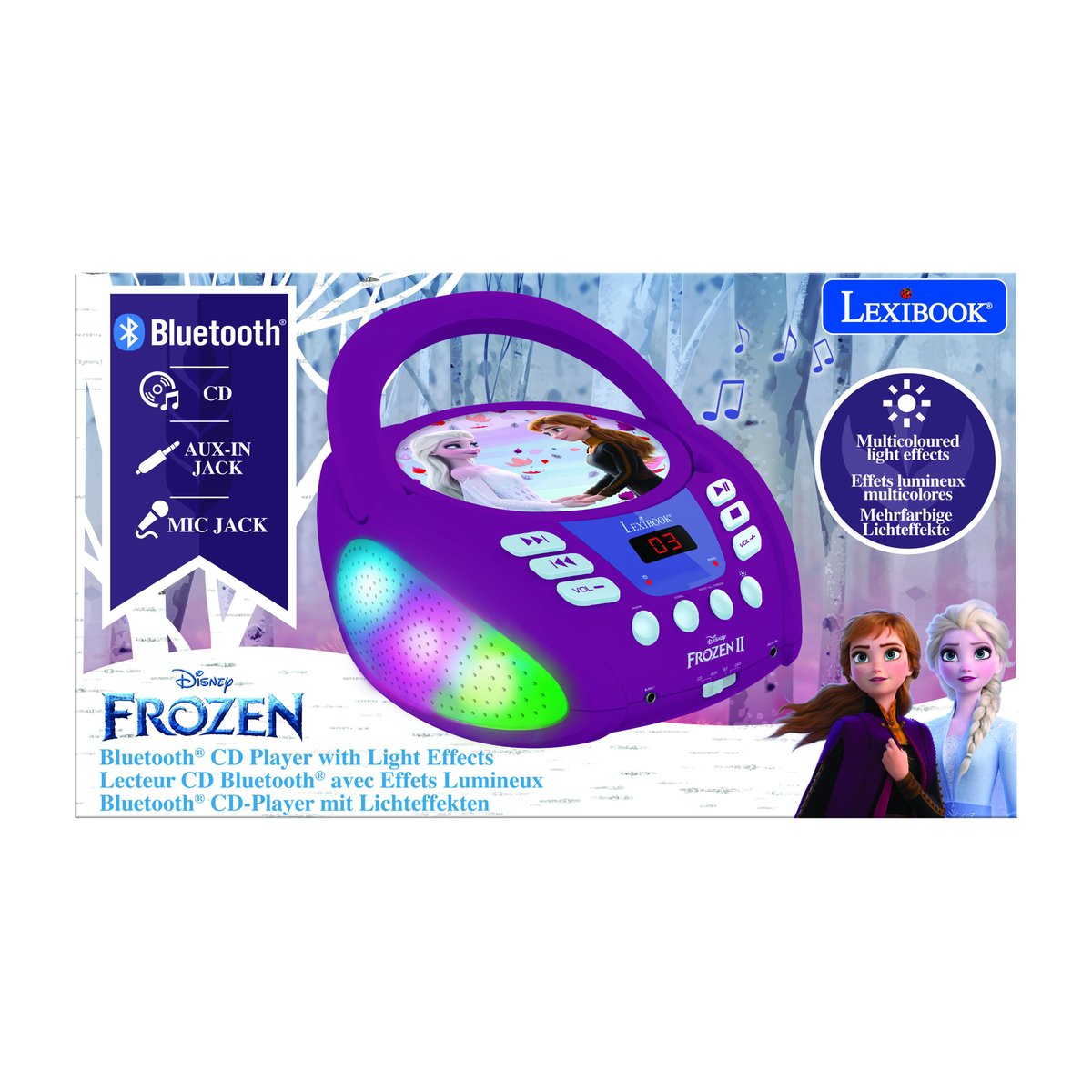 Lecteur CD Bluetooth La Reine des Neiges violet, LEXIBOOK