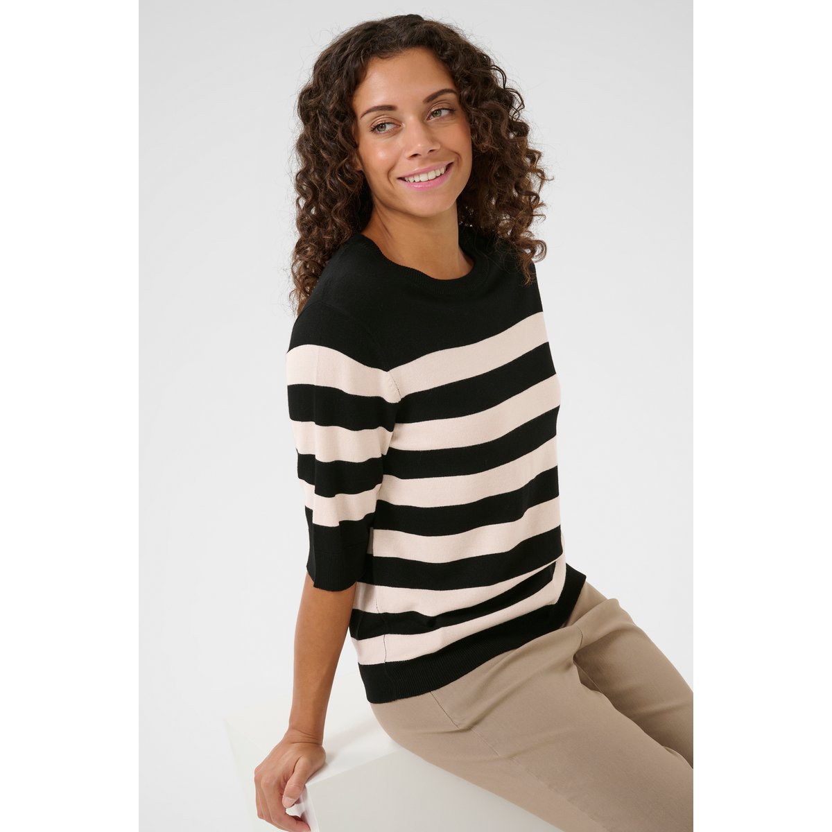 Pullover tricoté noir/blanc rayures black/whitecap stripe, CULTURE