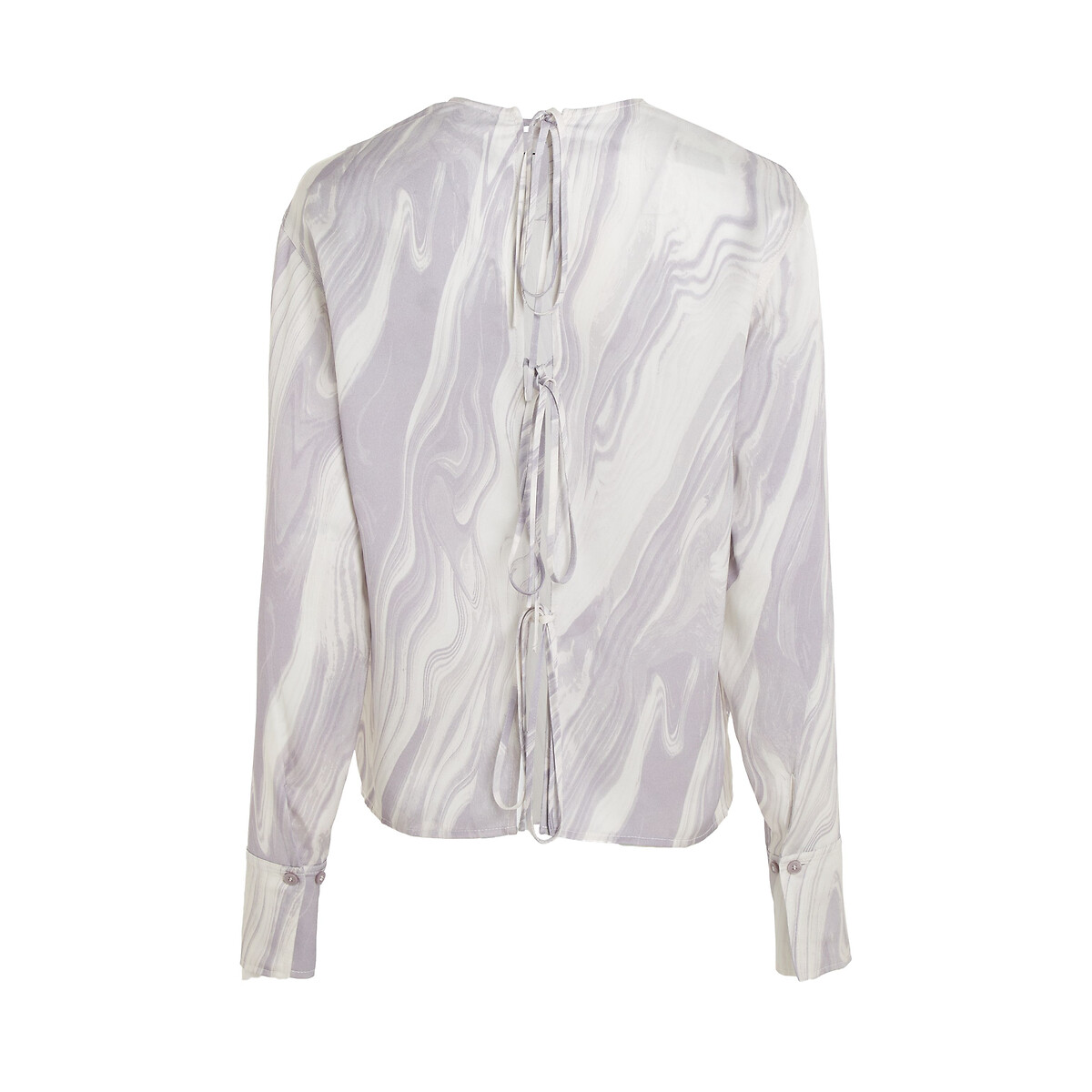 Crew Neck Blouse with Long Sleeves mauve print, CALVIN KLEIN