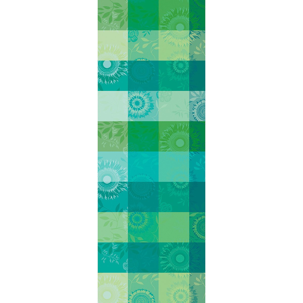 Chemin de table pur coton Mille tournesols chlorophylle, GARNIER THIEBAUT