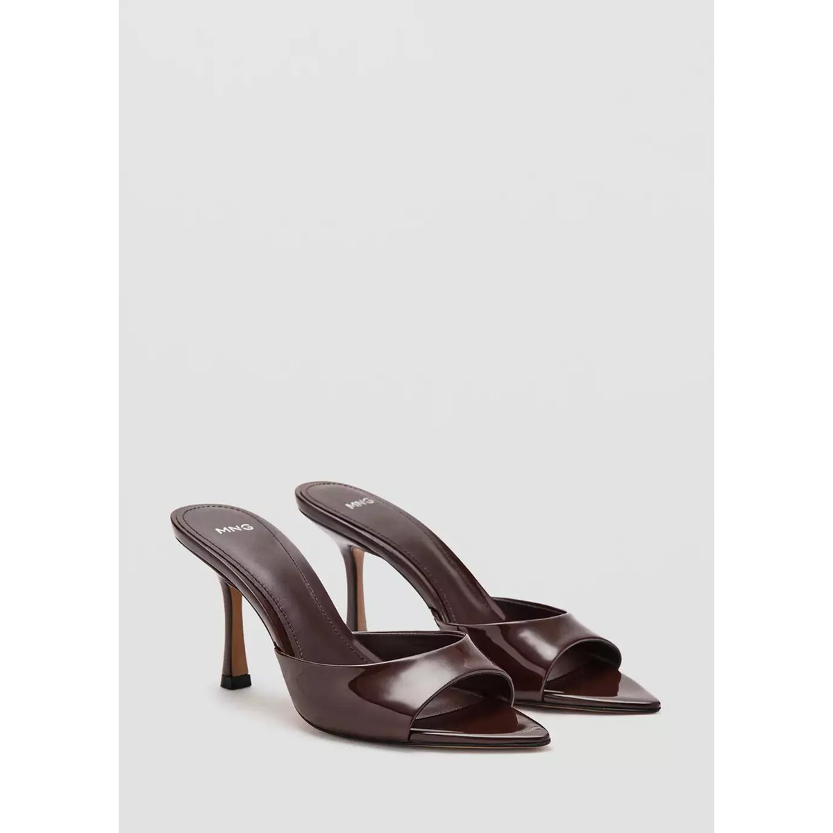 Sandales vernies à talon chocolat, MANGO