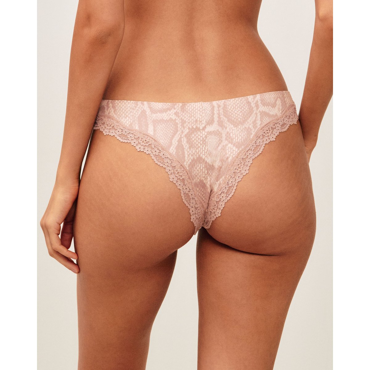 Tanga en microfibre imprimé serpent NEW SOFTIZ marron clair, UNDIZ