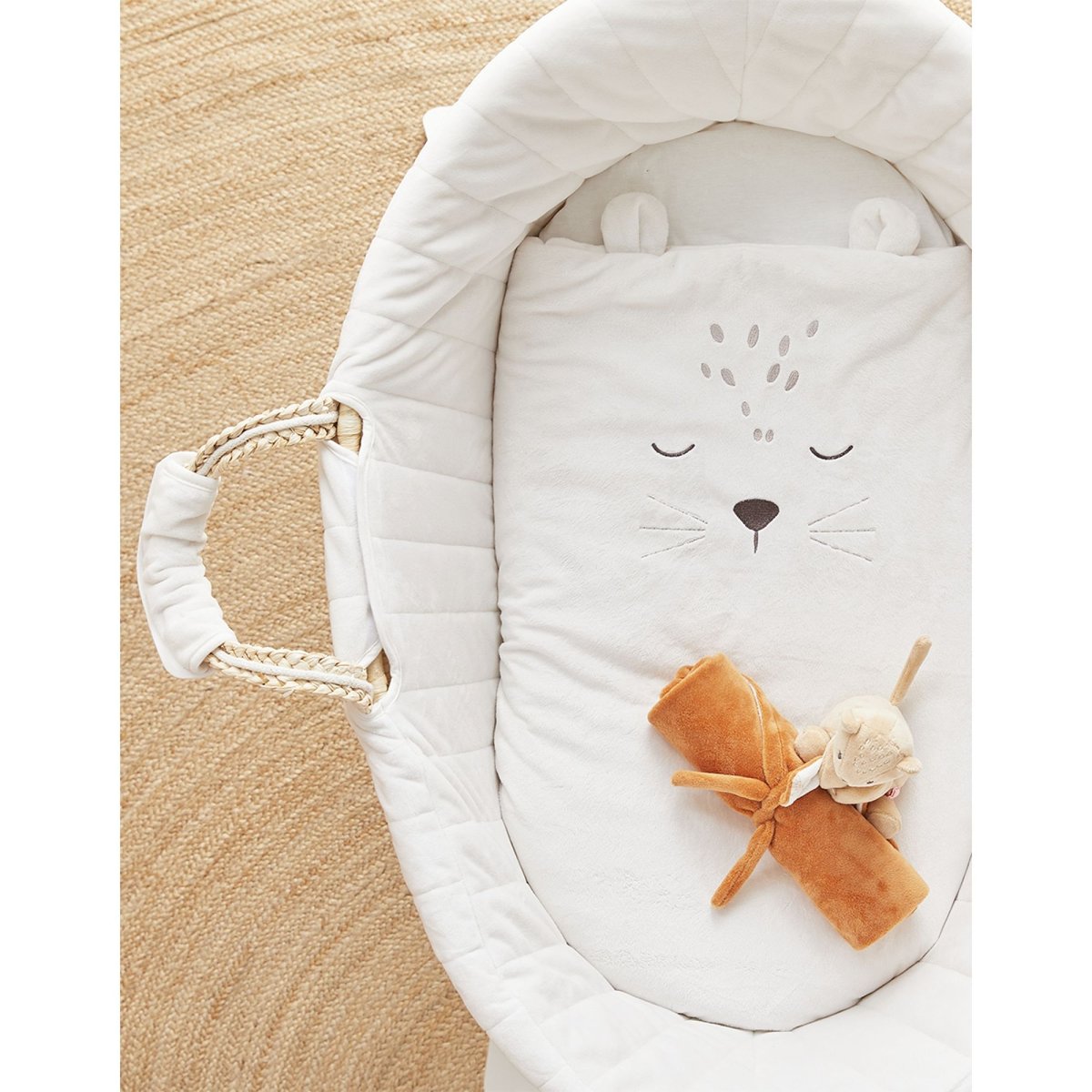 Couffin Babou & Kendi en Veloudoux naturel écru blanc, beige, NOUKIE'S