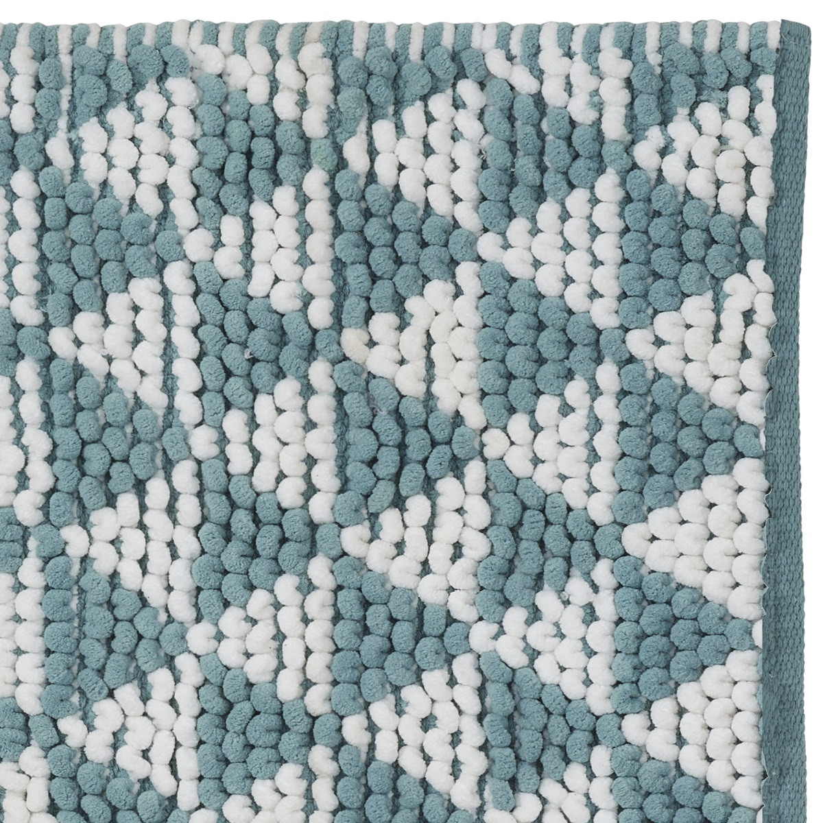 Tapis de bain déco en polycoton COOPER bleu, GUY LEVASSEUR