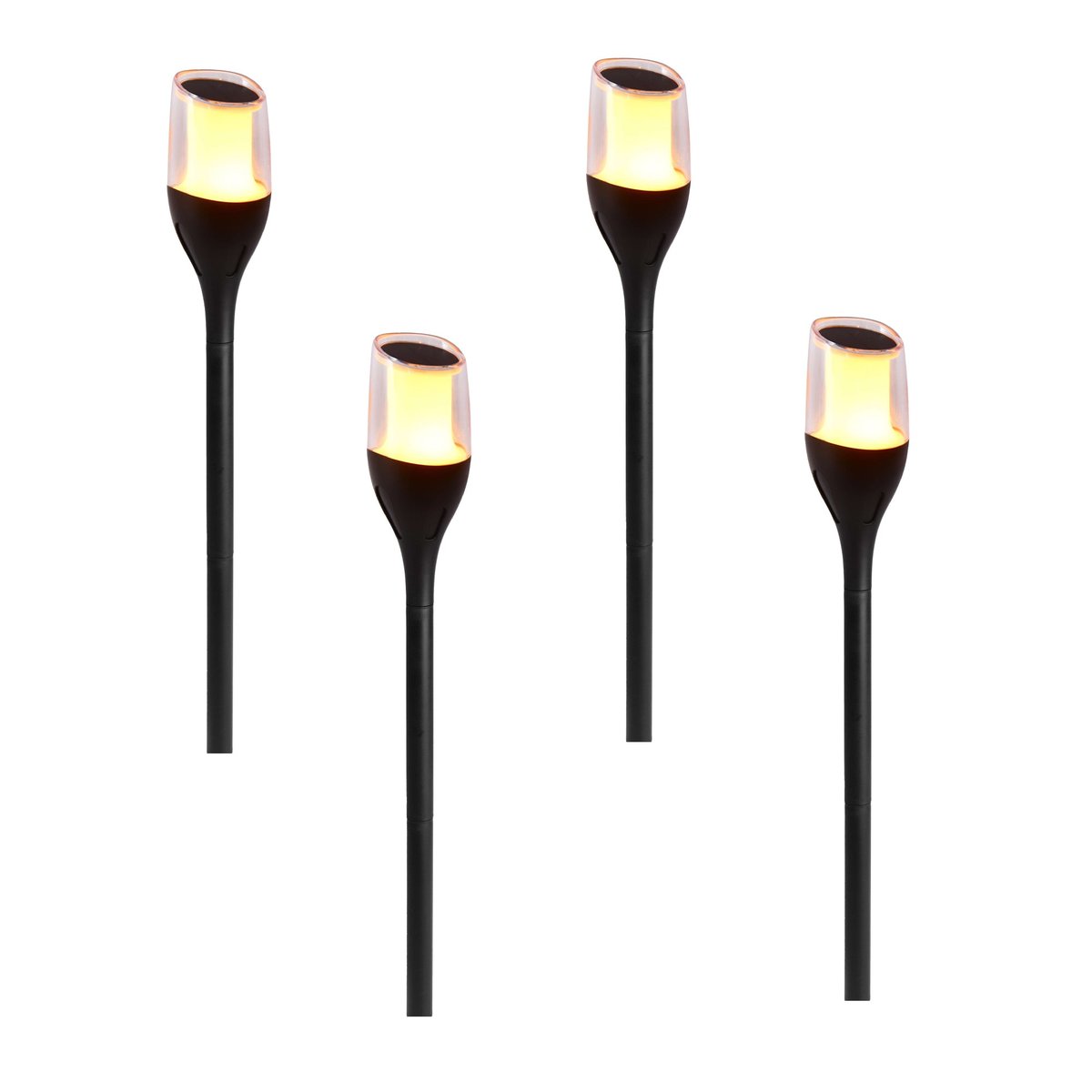 Lot de 4 balises solaires flammes FARELY noir, LUMISKY