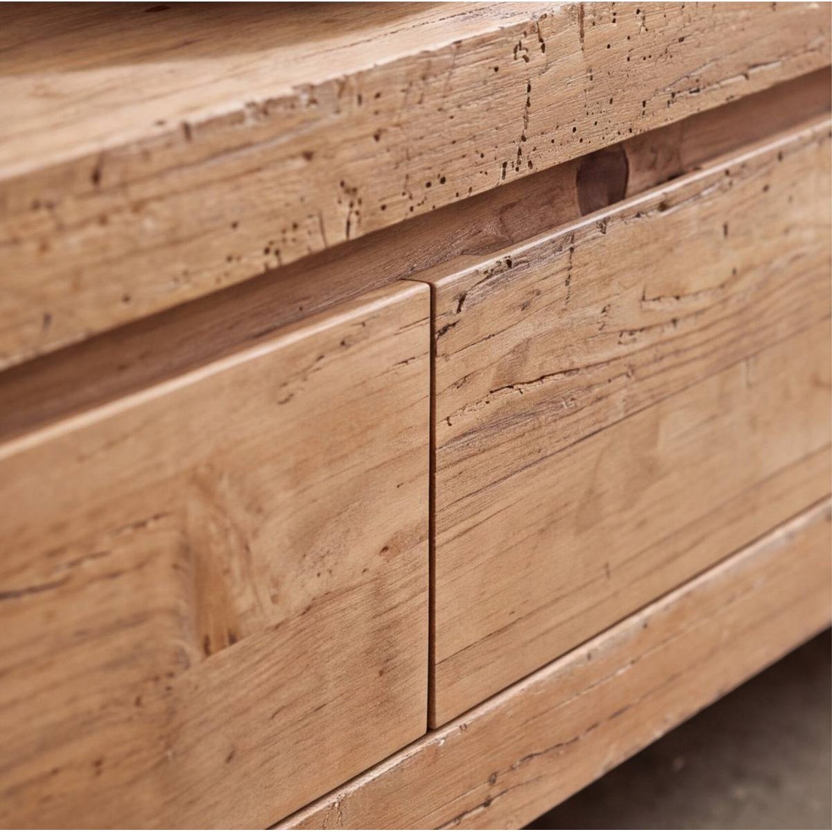 Meuble TV en bois recyclé BLAISE bois clair, MADE IN MEUBLES