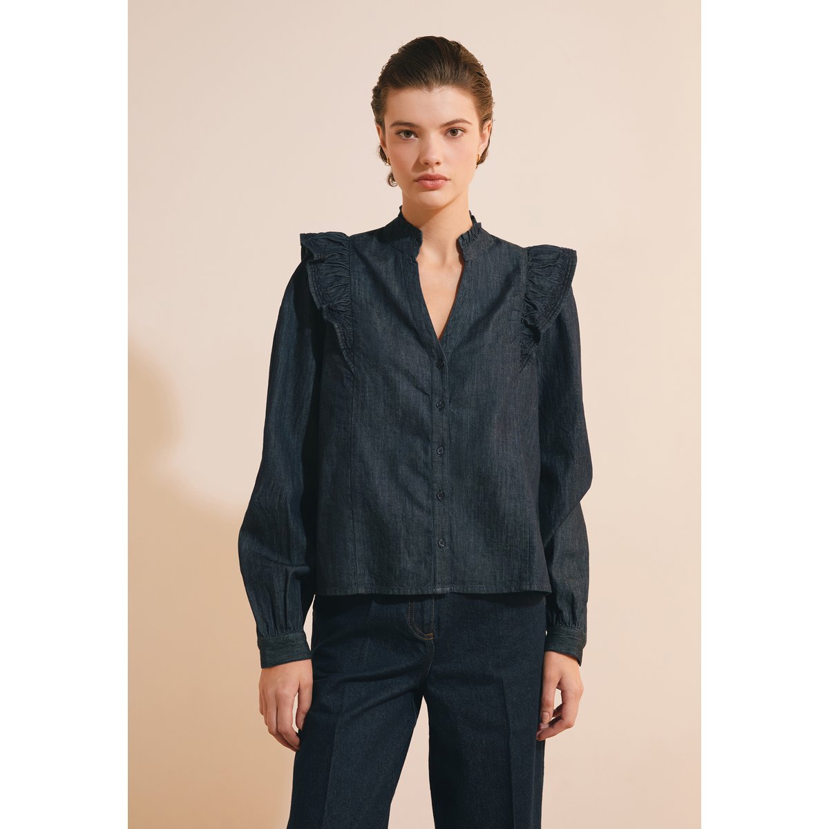Blouse en jean à volants BRUNA BROD jean denim, ETAM