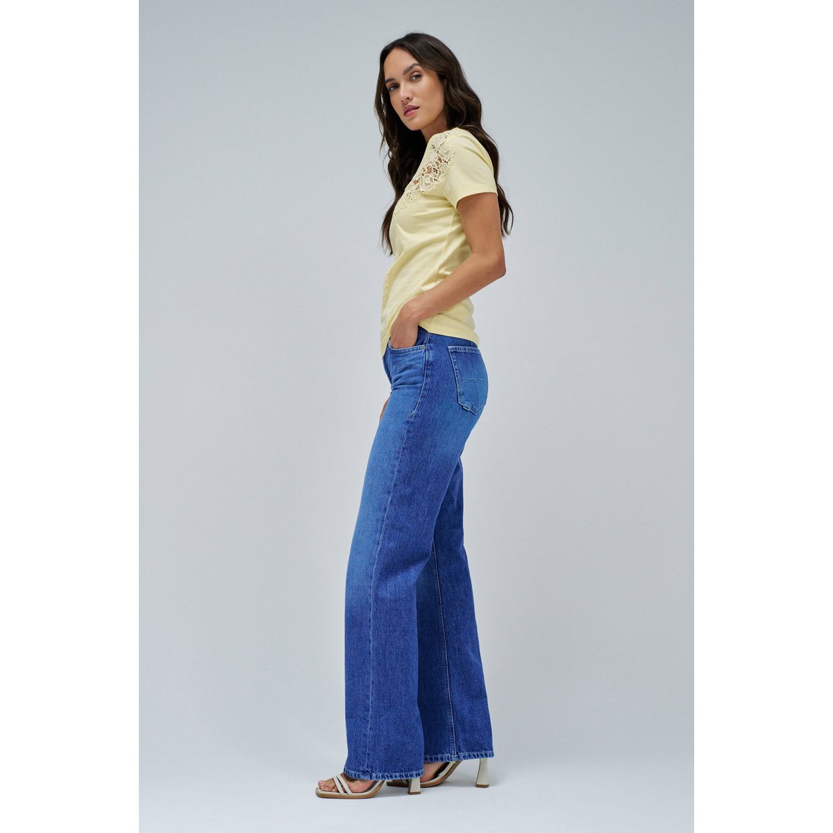 T-SHIRT AVEC DENTELLE beige, SALSA JEANS