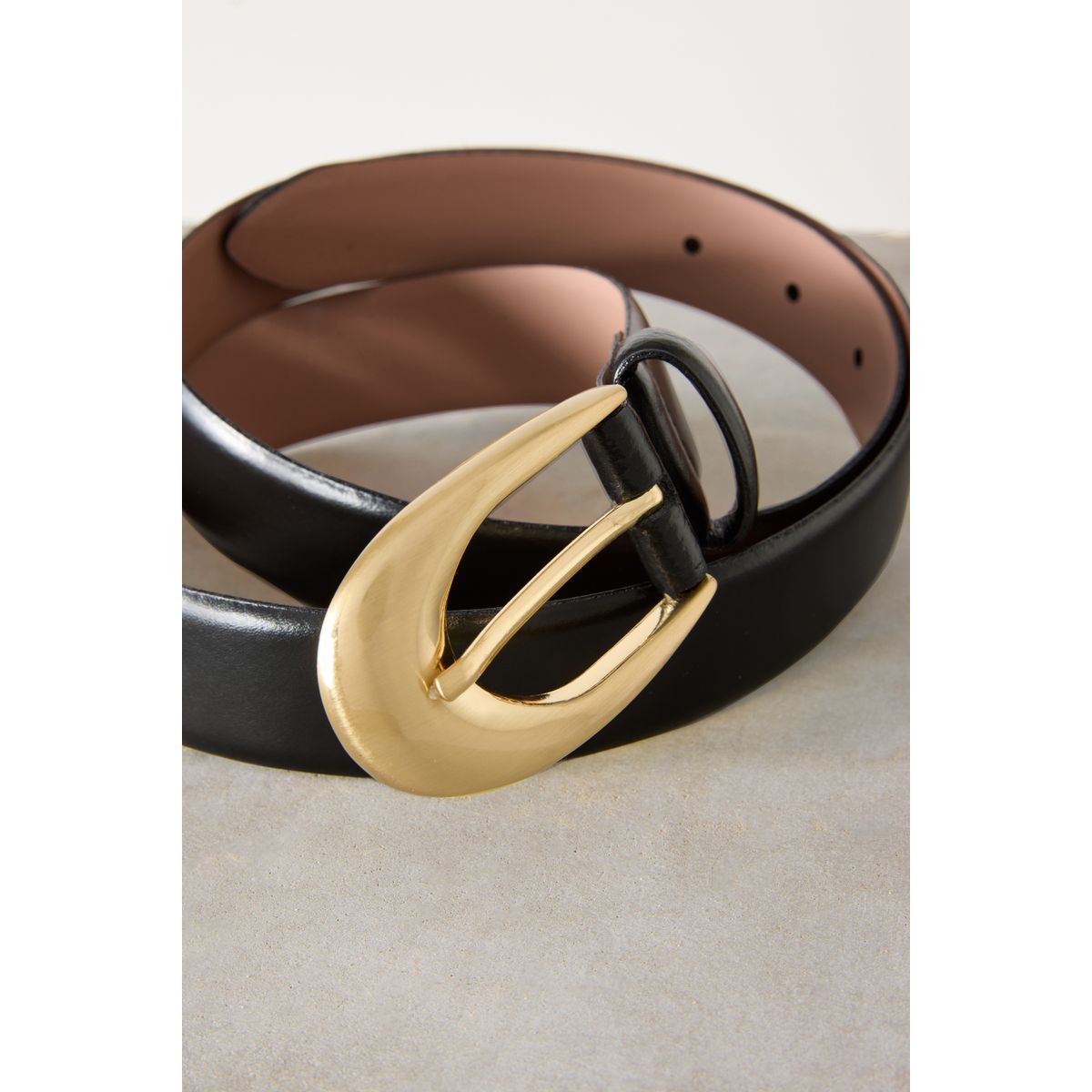 Ceinture en cuir à boucle fabriquée italie noir, NEXT