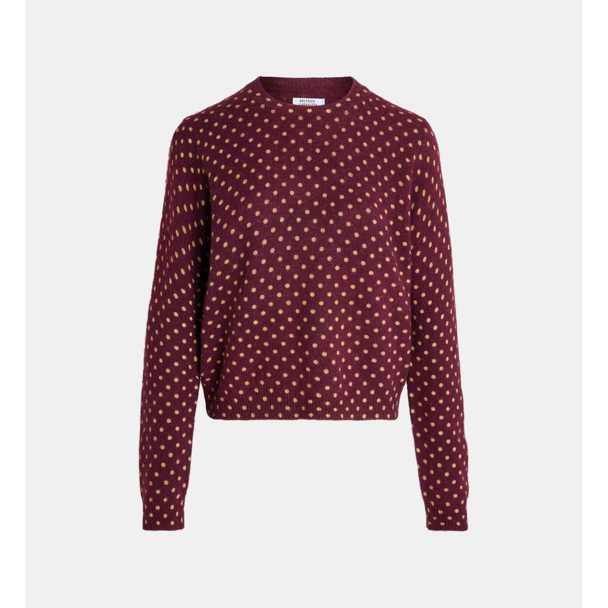 Pull droit flow pois maille laine bordeaux, GALERIES LAFAYETTE