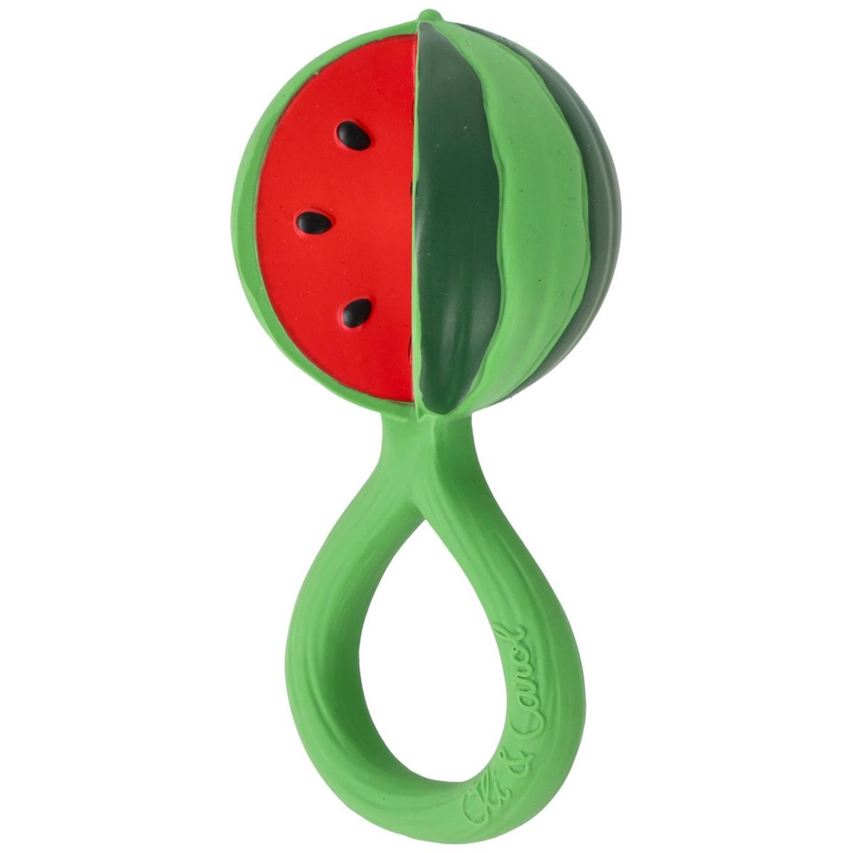 Hochet et anneau de dentition bébé rouge, vert, OLI & CAROL